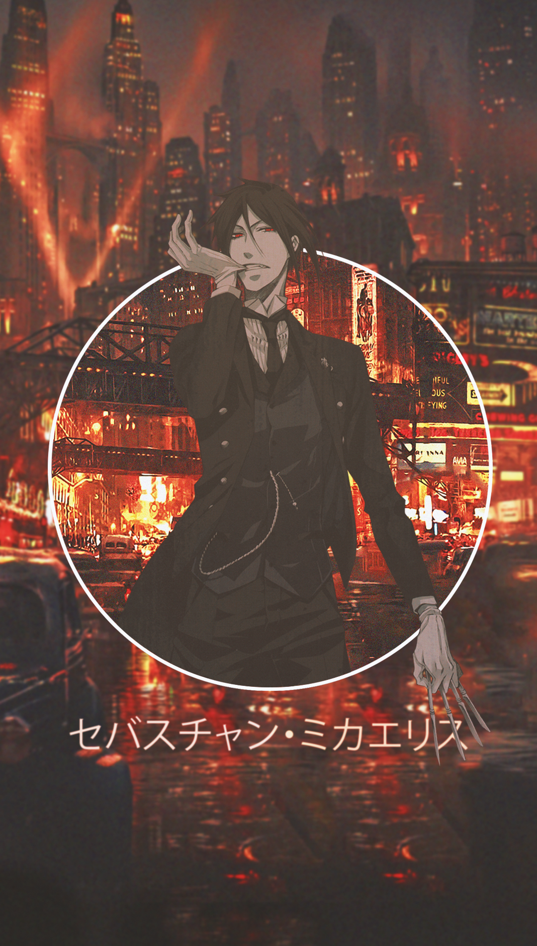 Anime 1080x1902 anime picture-in-picture Michaelis Sebastian red eyes