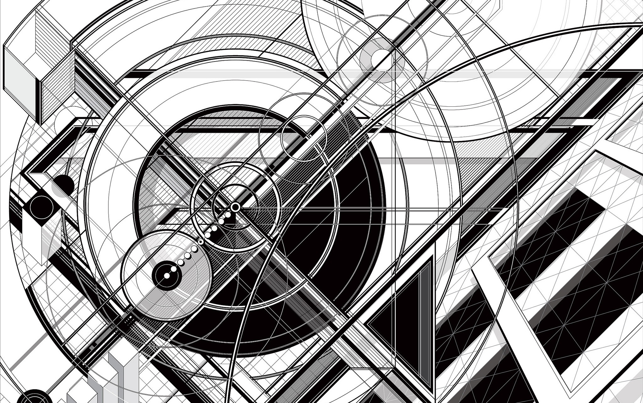 General 2048x1284 monochrome abstract geometry circle architecture