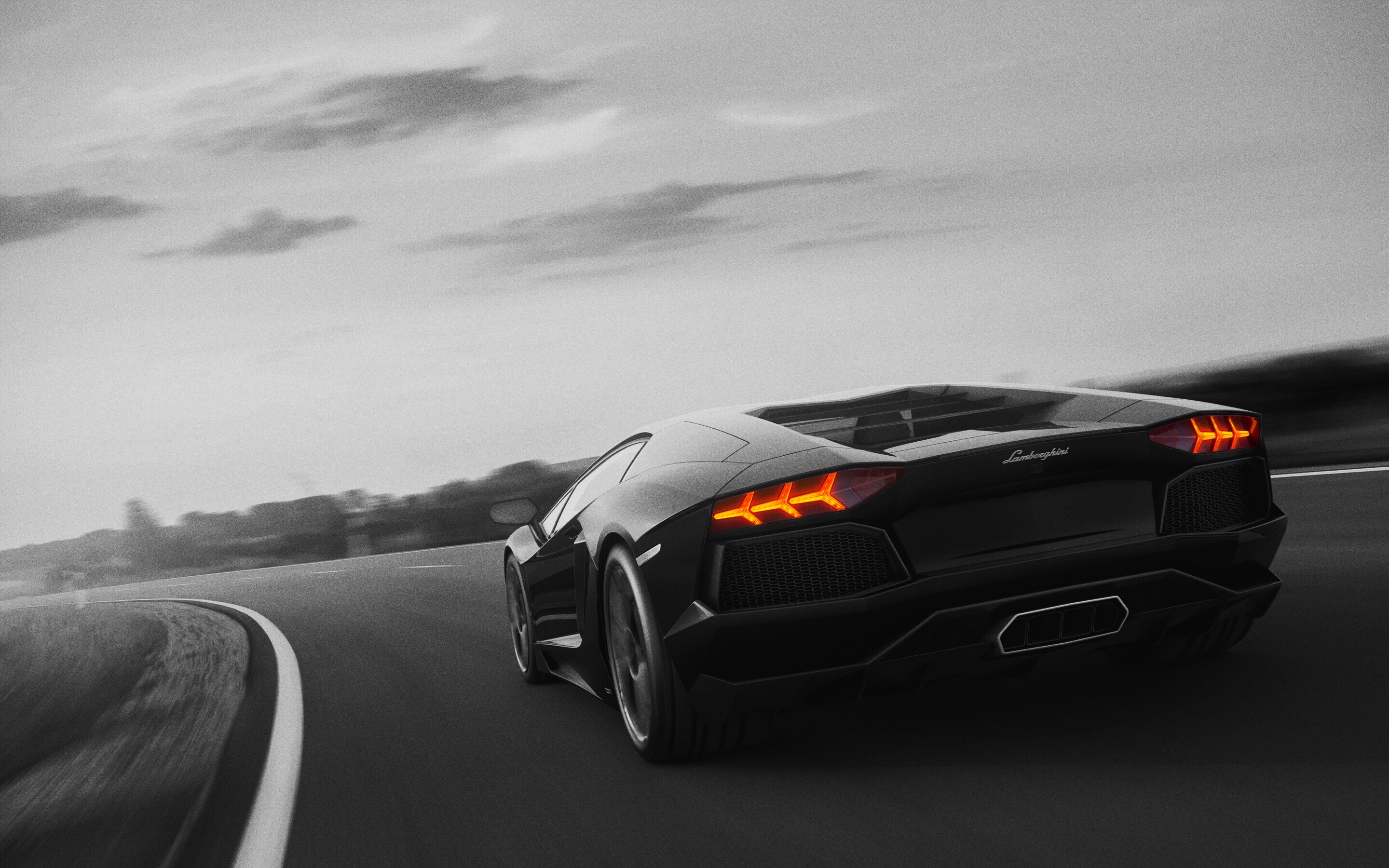 General 2880x1800 Lamborghini monochrome car vehicle supercars sports car asphalt black cars Lamborghini Aventador