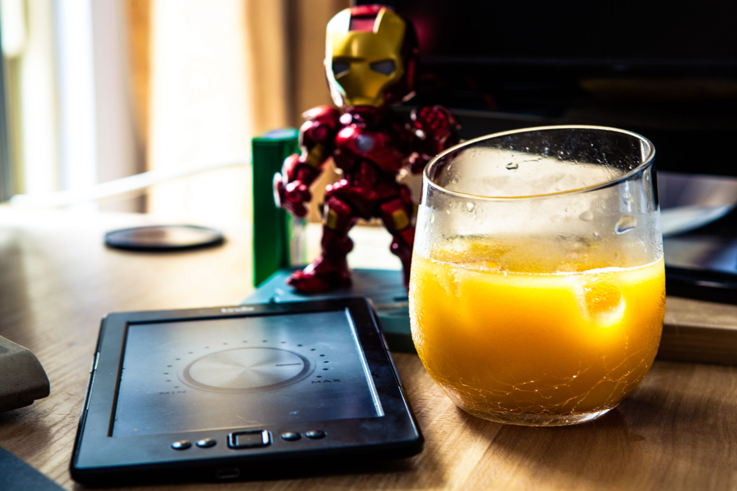 General 2560x1707 photography indoors glass Kindle Iron Man toys superhero