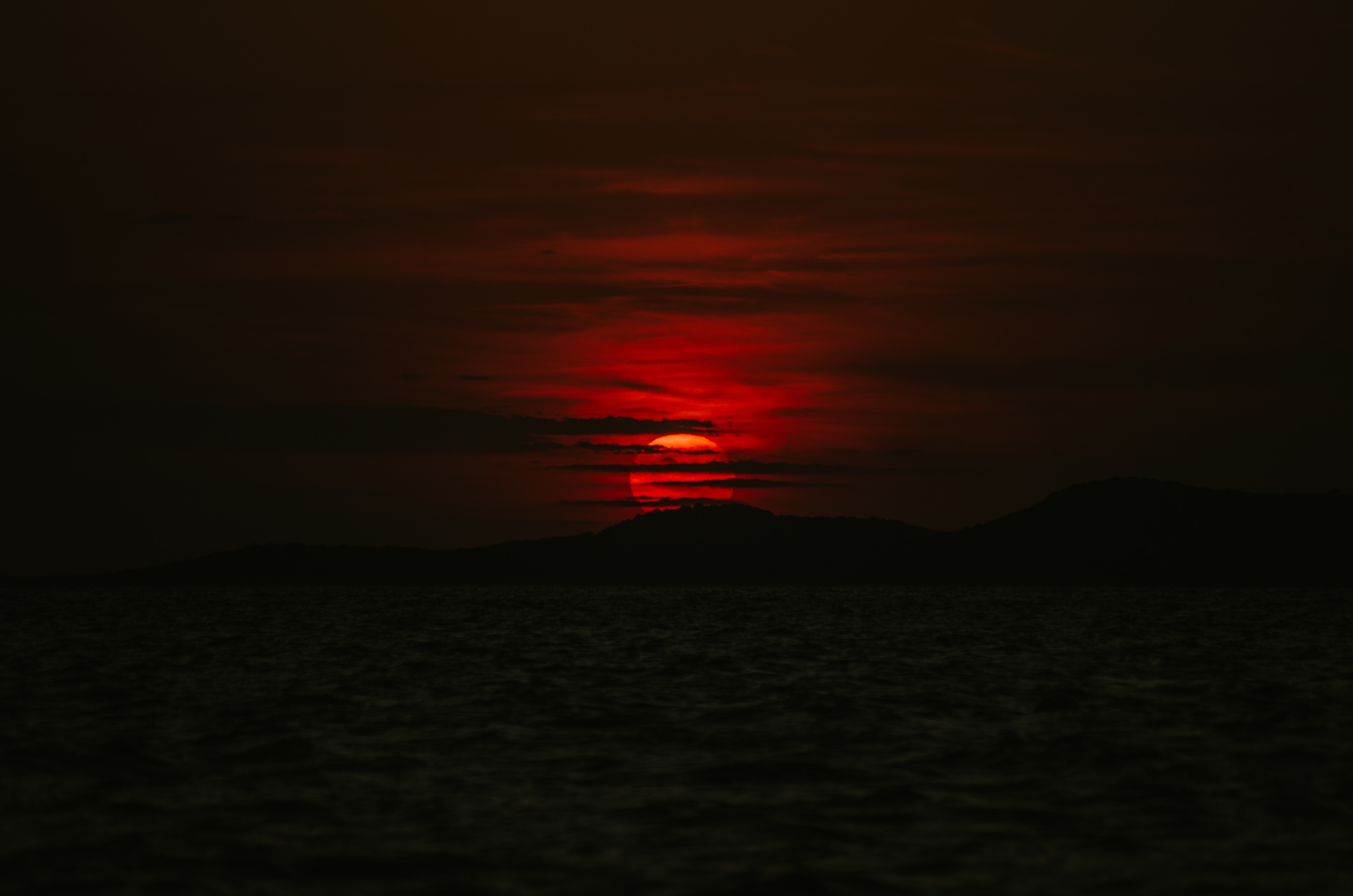General 4751x3147 mountains red sun dark sunset Sun sea outdoors Ibiza