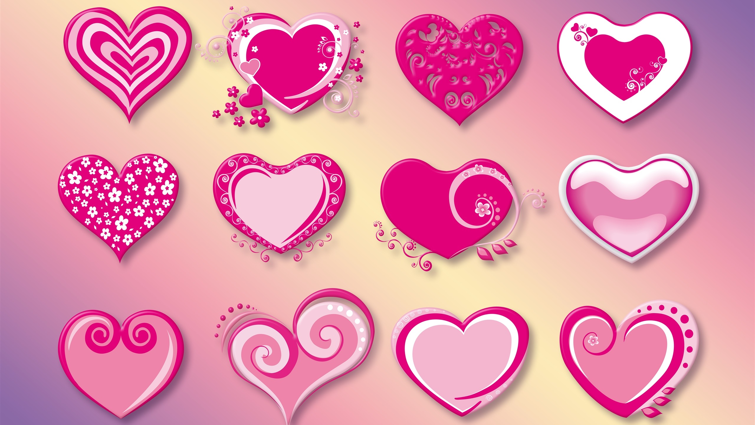 General 2560x1440 pink colorful heart (design) pattern