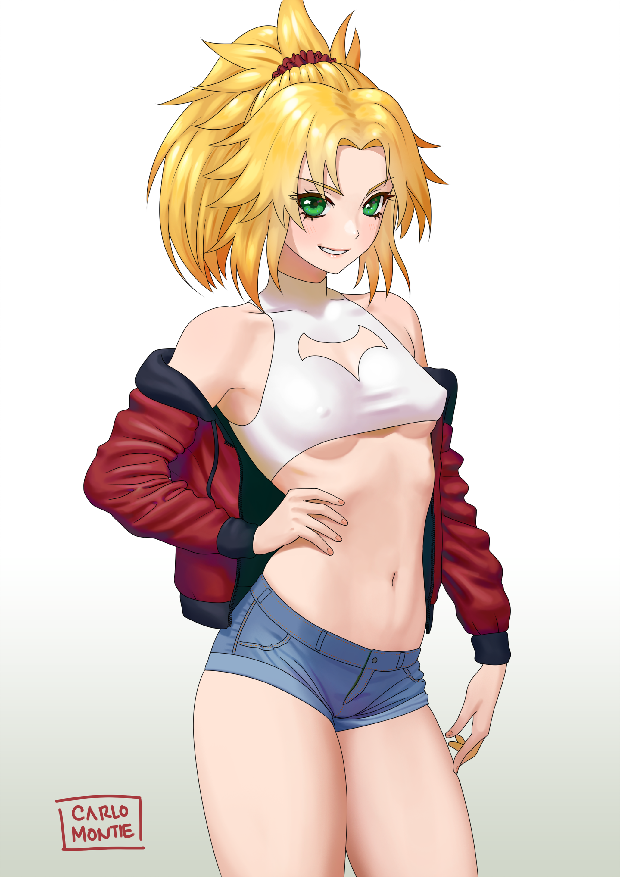Anime 2059x2912 Fate series Fate/Grand Order Fate/Apocrypha  anime girls small boobs thighs the gap 2D portrait display long hair cleavage hard nipples Mordred (Fate/Apocrypha) fan art anime
