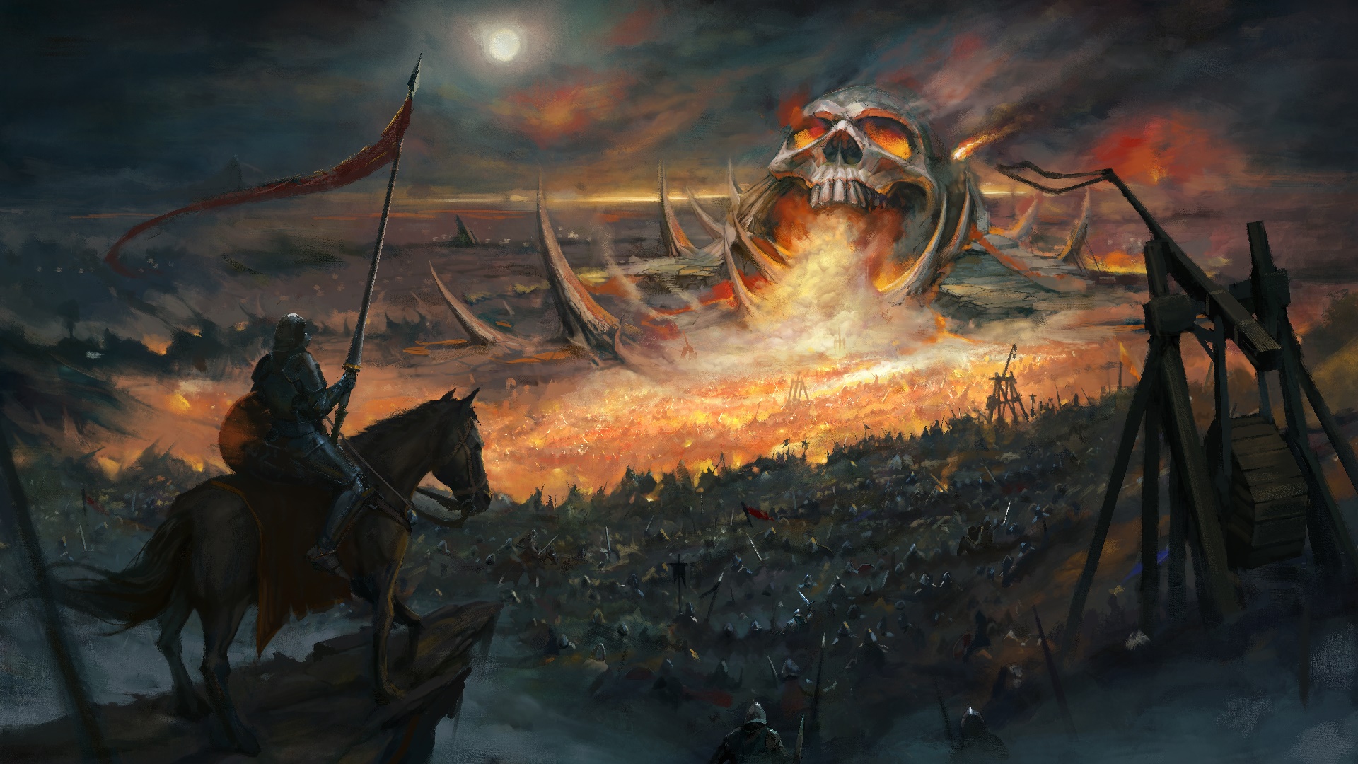 General 1920x1080 fantasy art artwork battle army war skull
