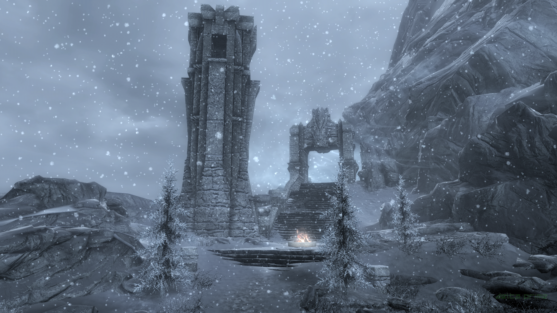 General 1920x1080 Skyrim Remastered The Elder Scrolls V: Skyrim PC gaming screen shot High Hrothgar snow mountain pass Greybeards