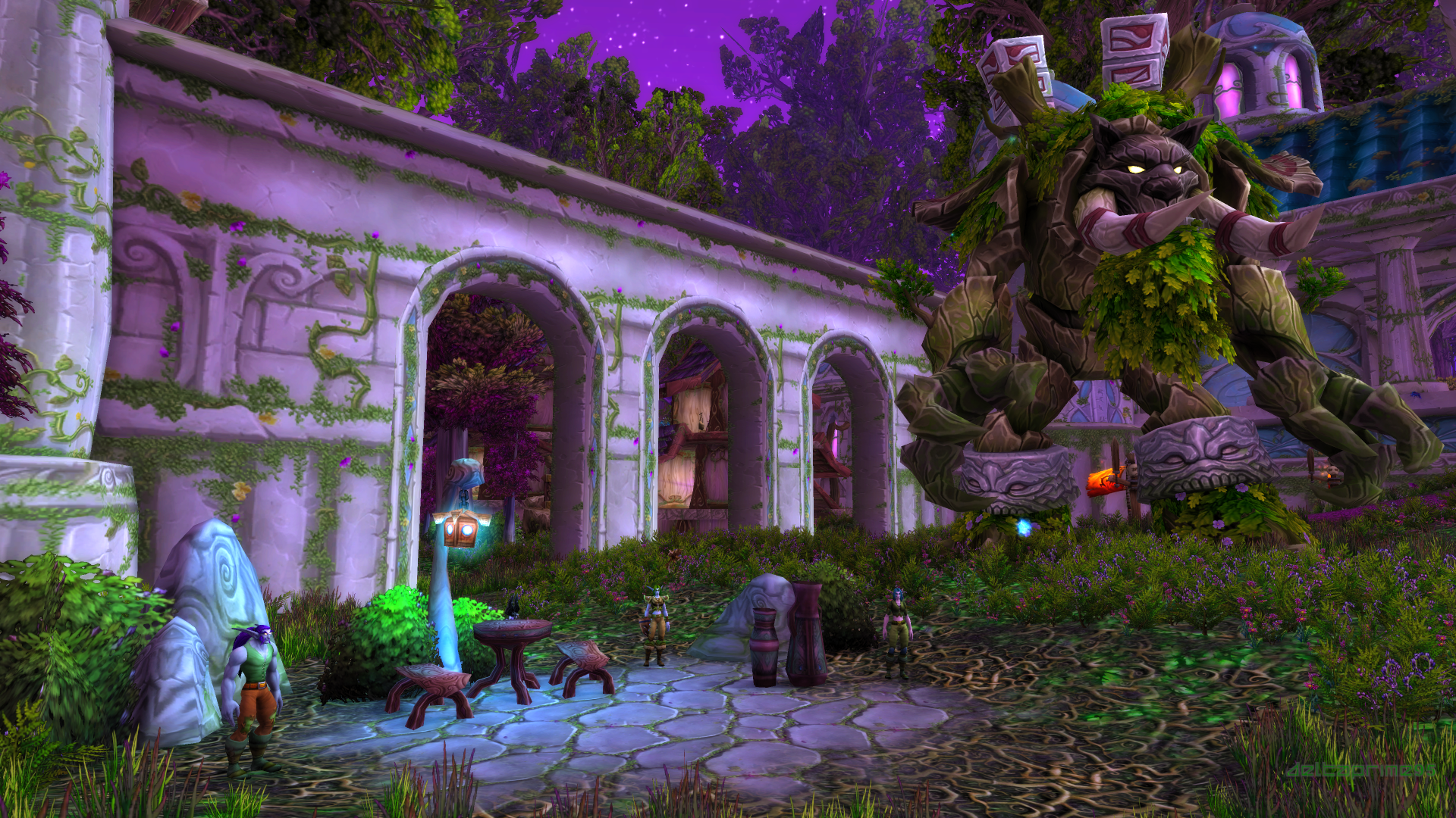 General 1920x1080 World of Warcraft Darnassus night elves forest PC gaming screen shot