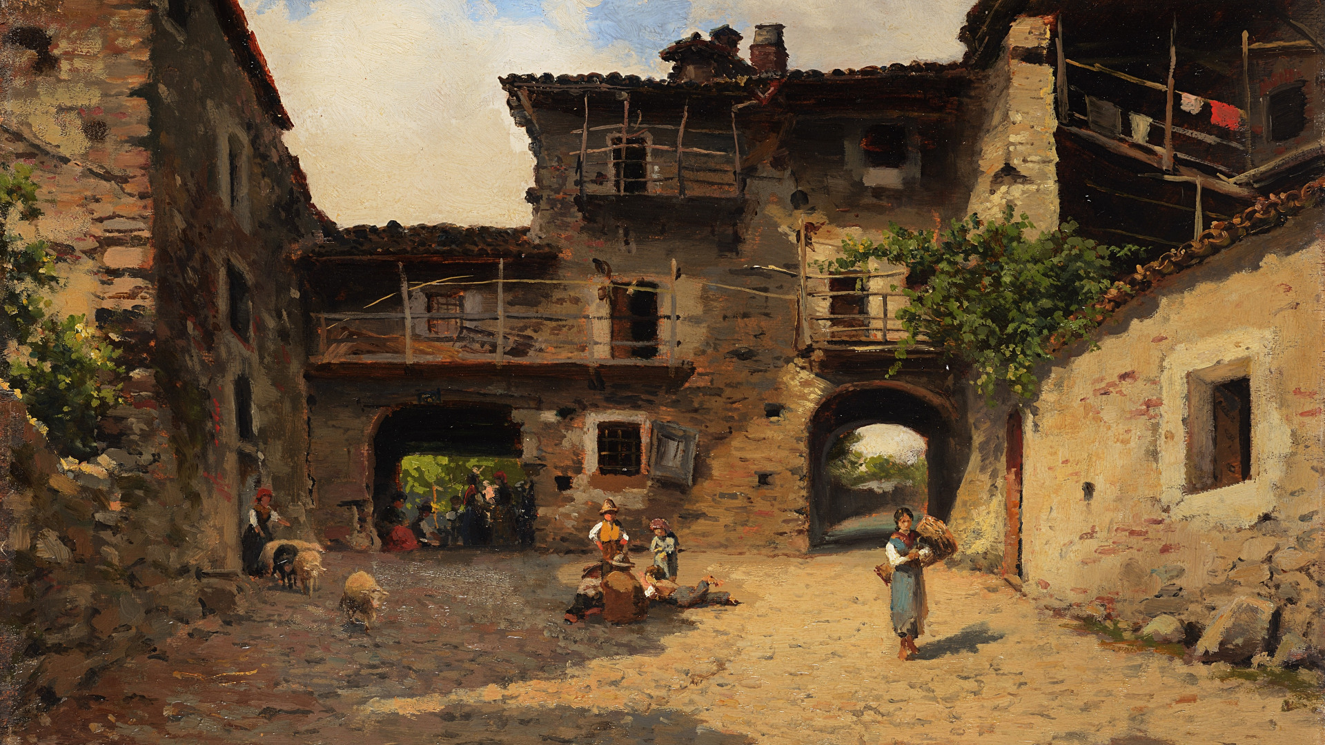 General 1920x1080 architecture artwork painting traditional art old building Silvio Poma Italy