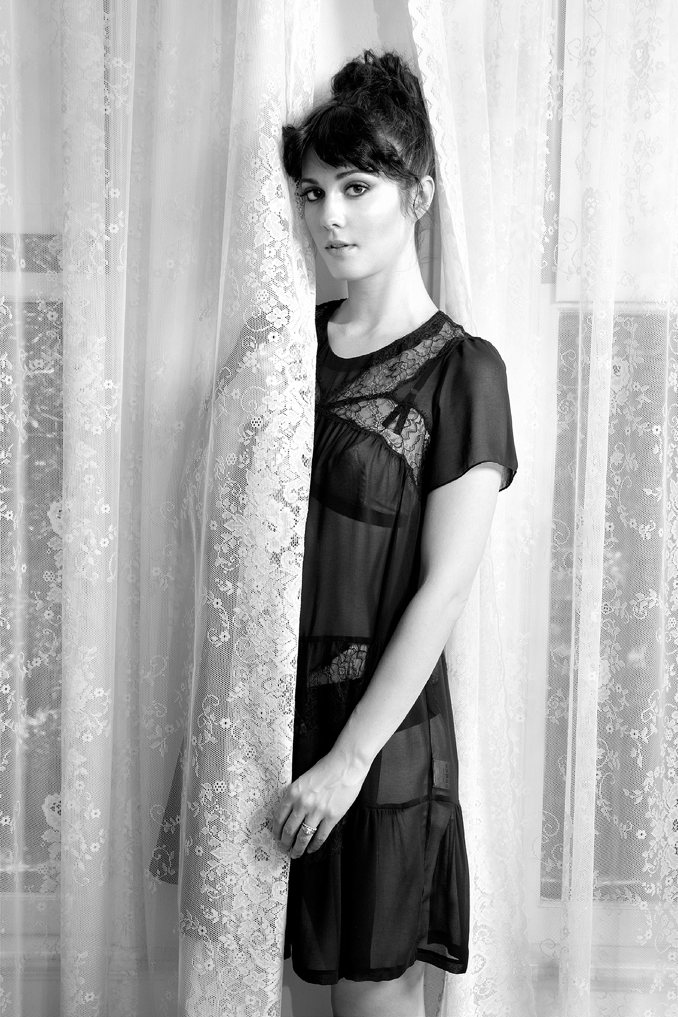 People 1334x2000 Mary Elizabeth Winstead monochrome women indoors celebrity actress looking at viewer see-through clothing indoors standing women