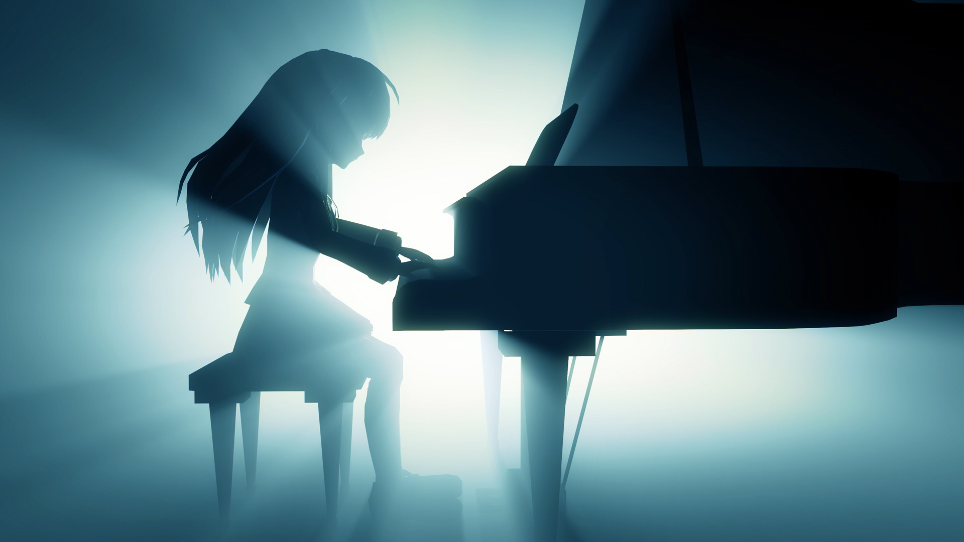 Anime 1920x1080 piano lights anime girls sitting musical instrument anime Angel Beats!