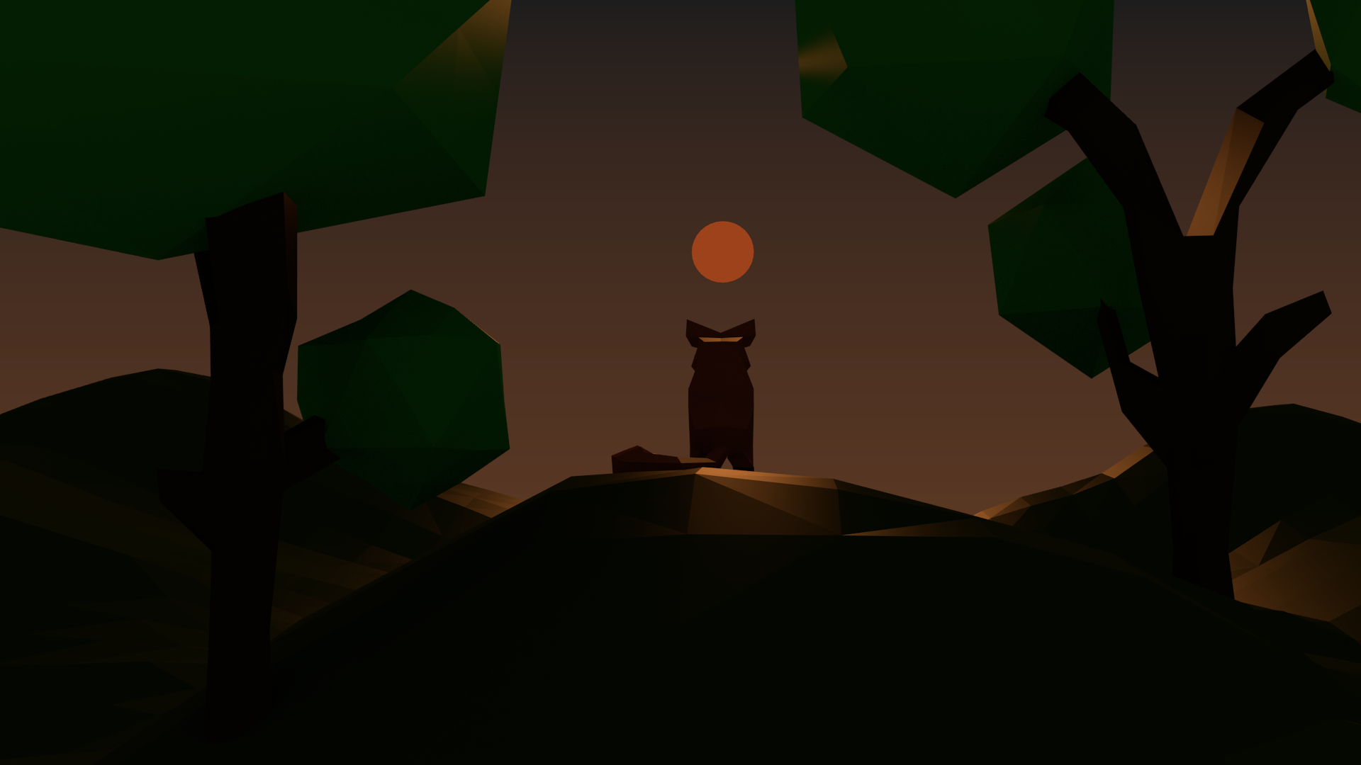 General 1920x1080 fox sunset nature alone low poly CGI