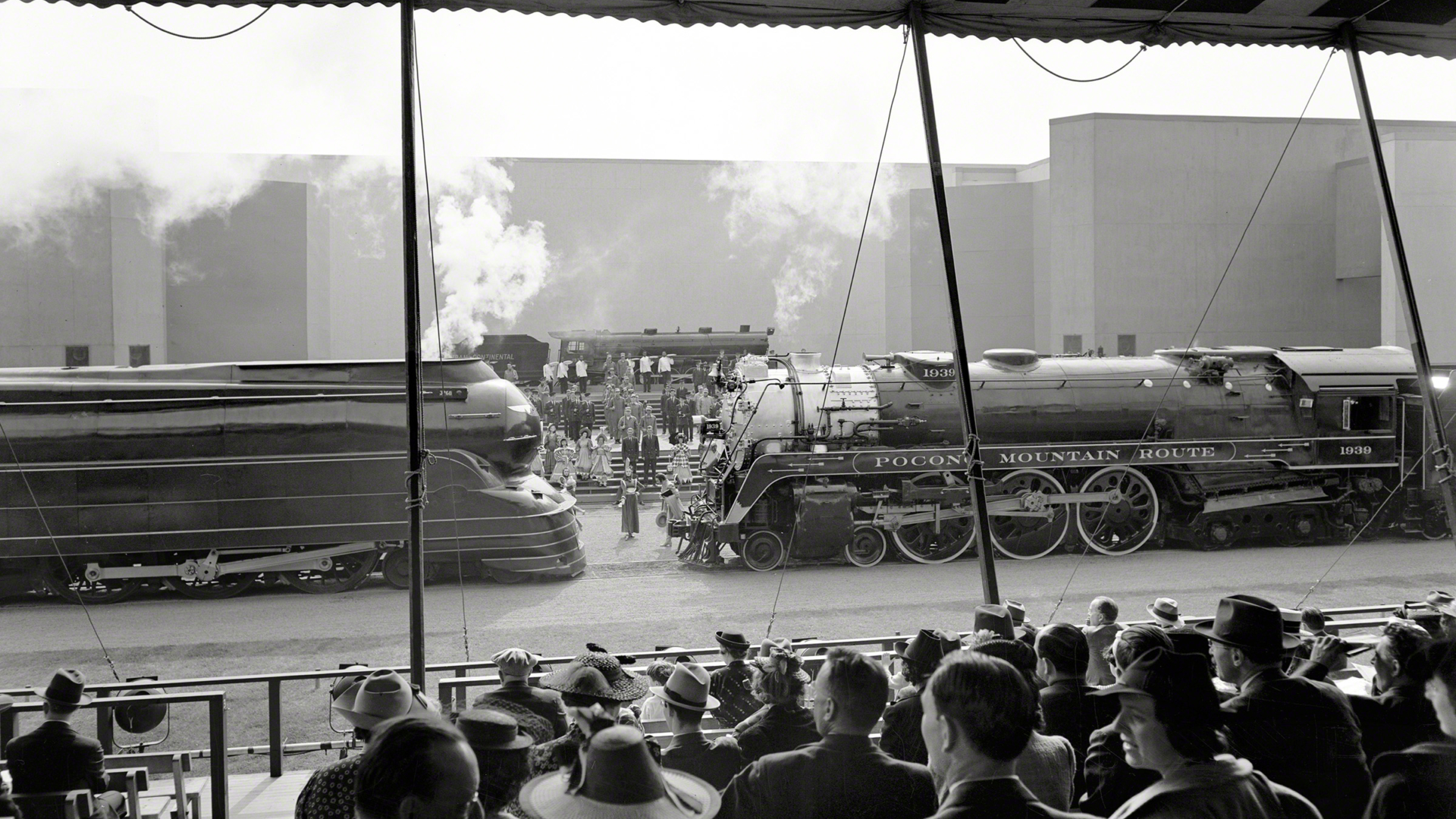 People 1920x1080 photography old photos monochrome people vintage steam locomotive railway train smoke crowds New York City vehicle USA