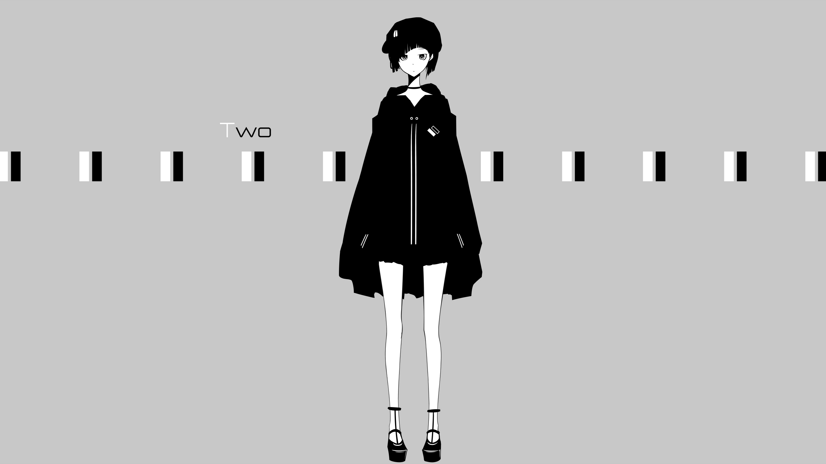 Anime 2666x1500 haru@ anime girls original characters simple background short hair hat skirt jacket collar anime