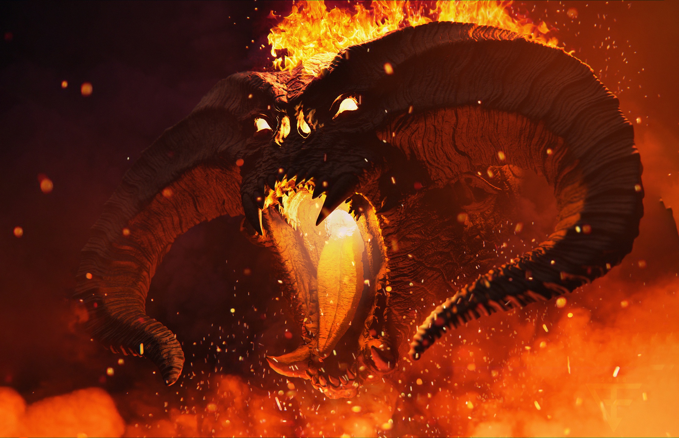 General 2230x1440 Balrog demon The Lord of the Rings fantasy art creature