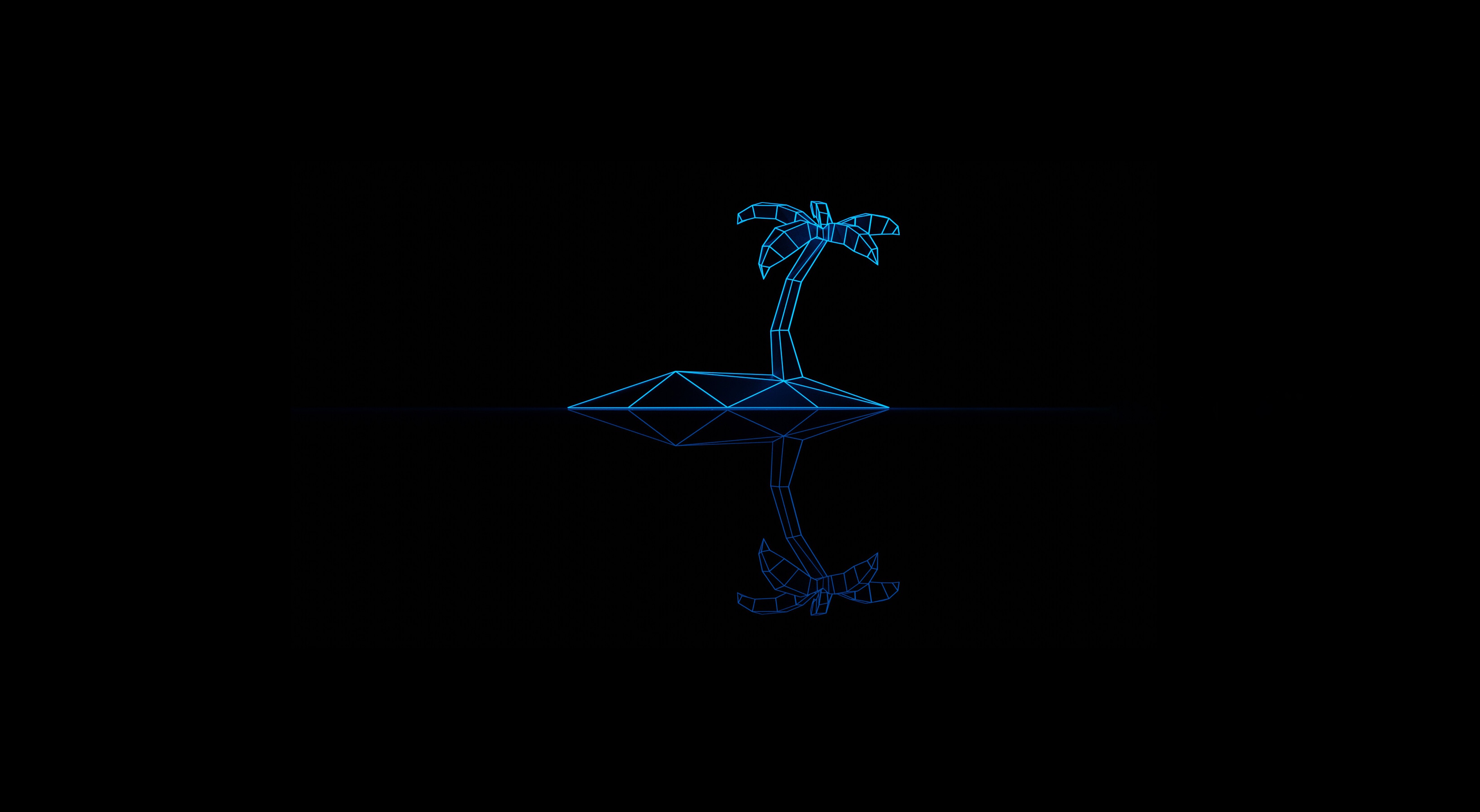General 3280x1800 dark simple background artwork digital art synthwave blue palm trees black