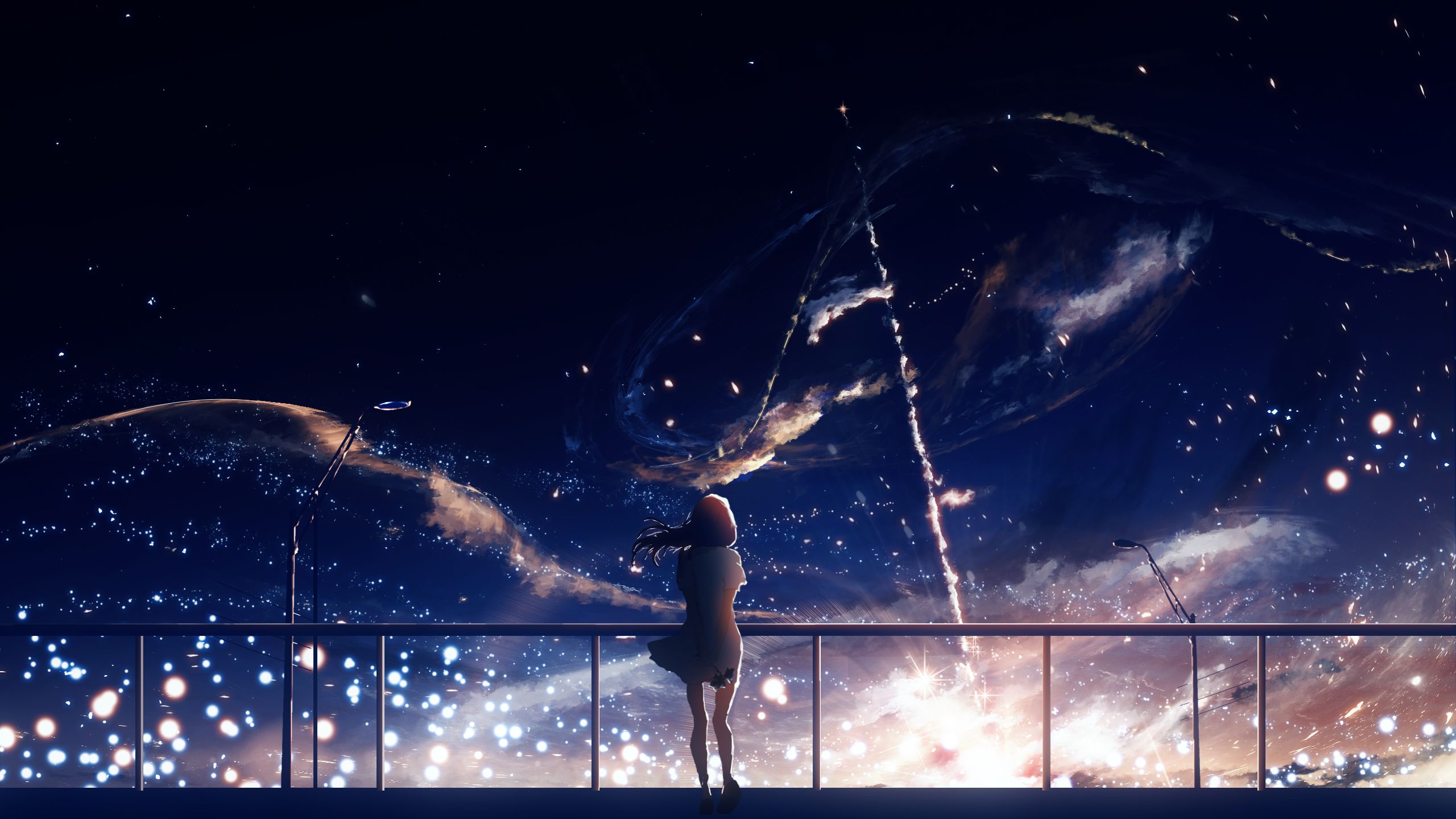 Anime 2560x1440 anime anime girls stars night night sky artwork Y_Y