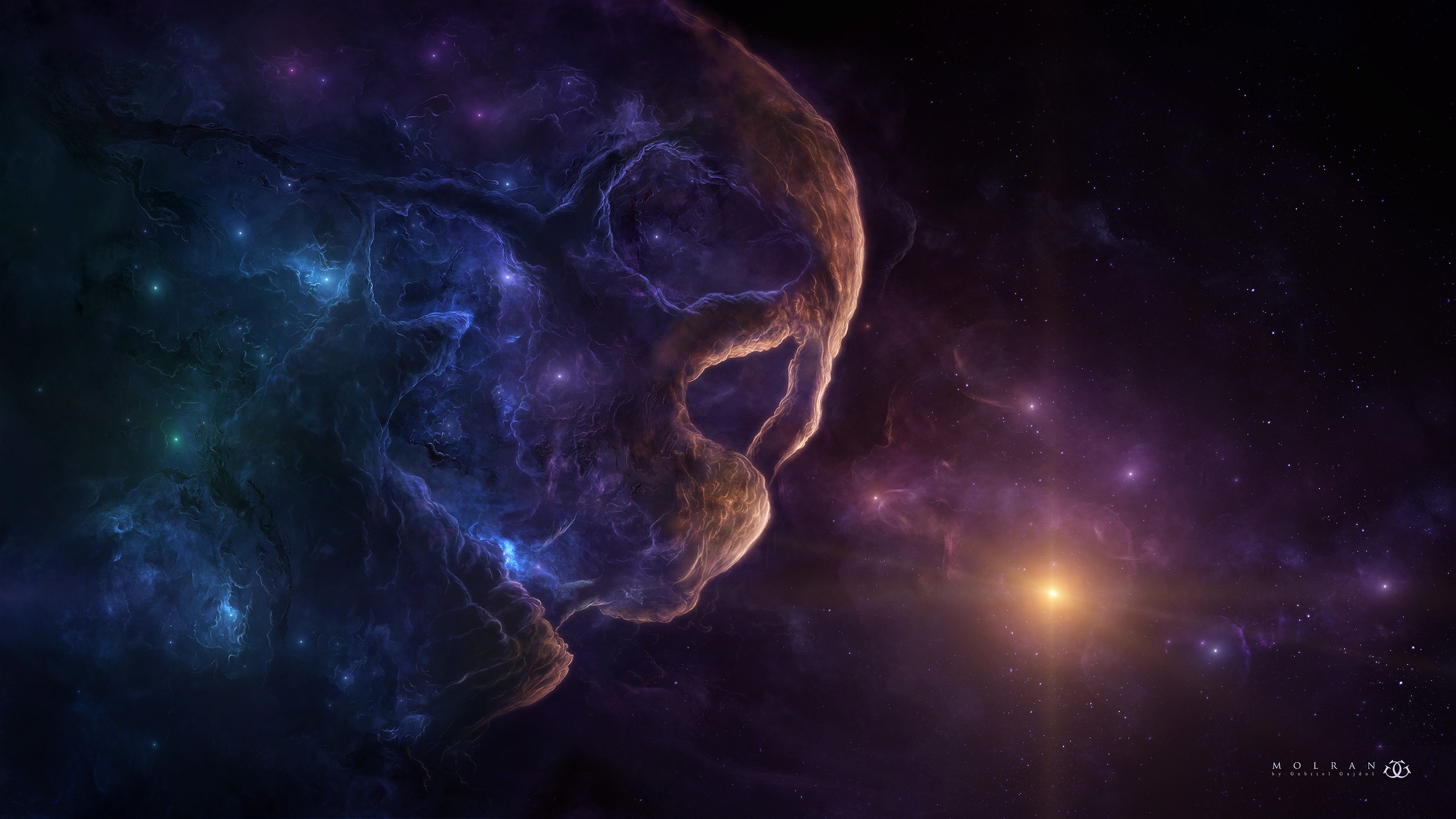 General 2560x1440 space space art digital art nebula skull