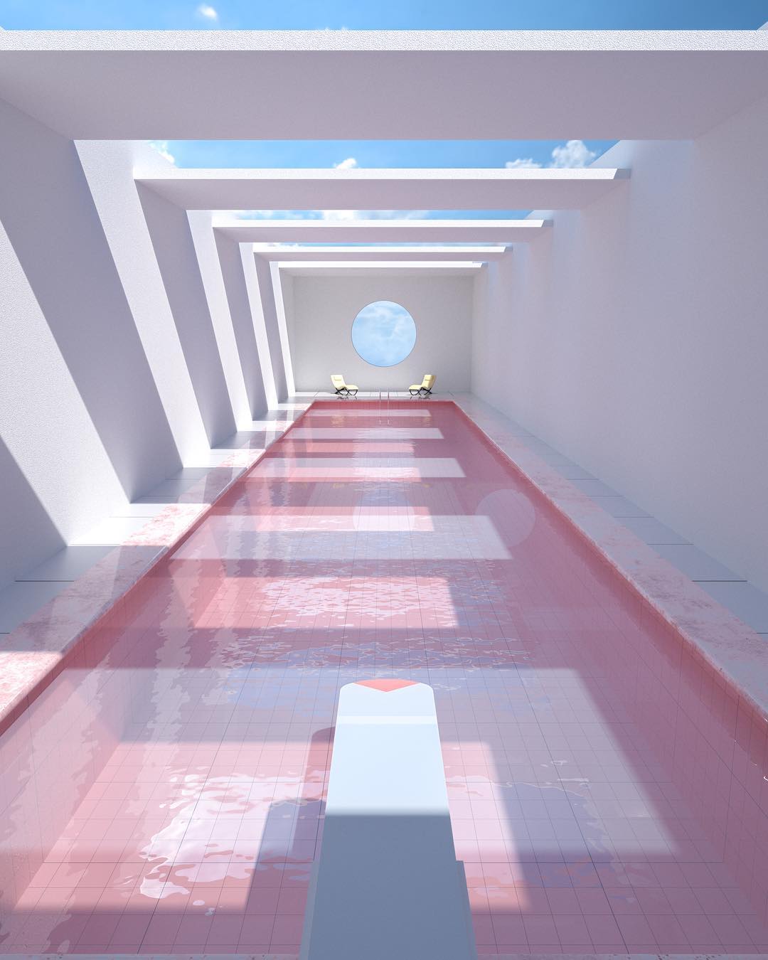 General 1080x1350 architecture window swimming pool CGI pink tiles