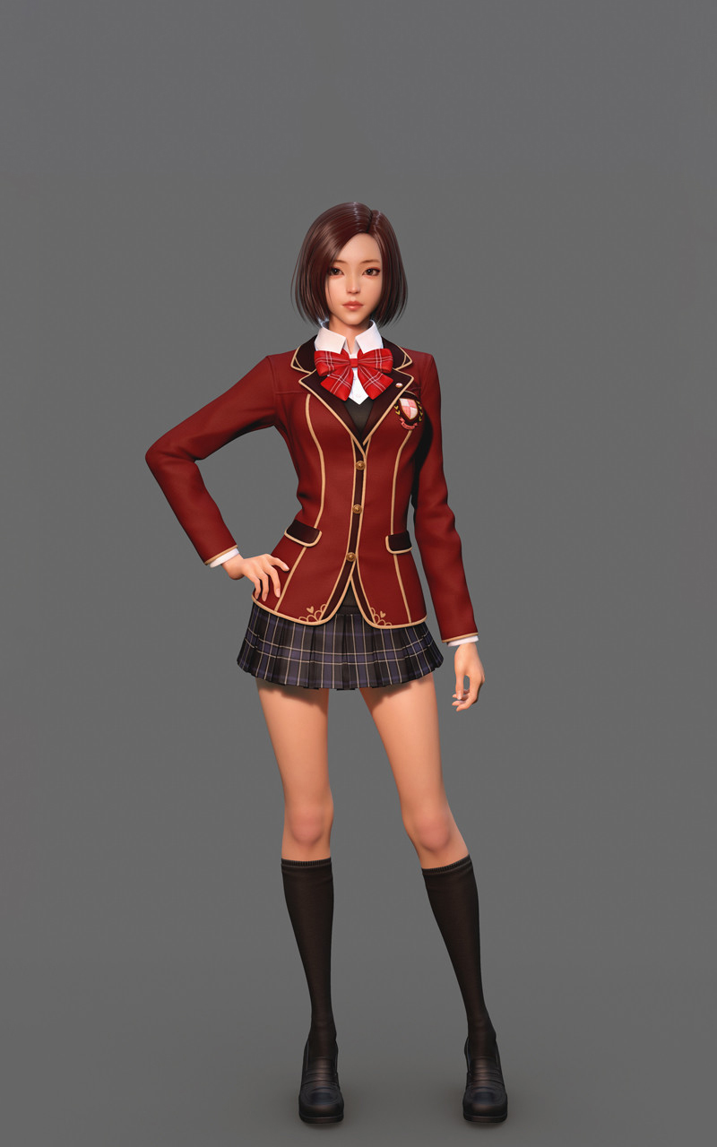 General 800x1280 Shin JeongHo 3D render school uniform ribbon miniskirt