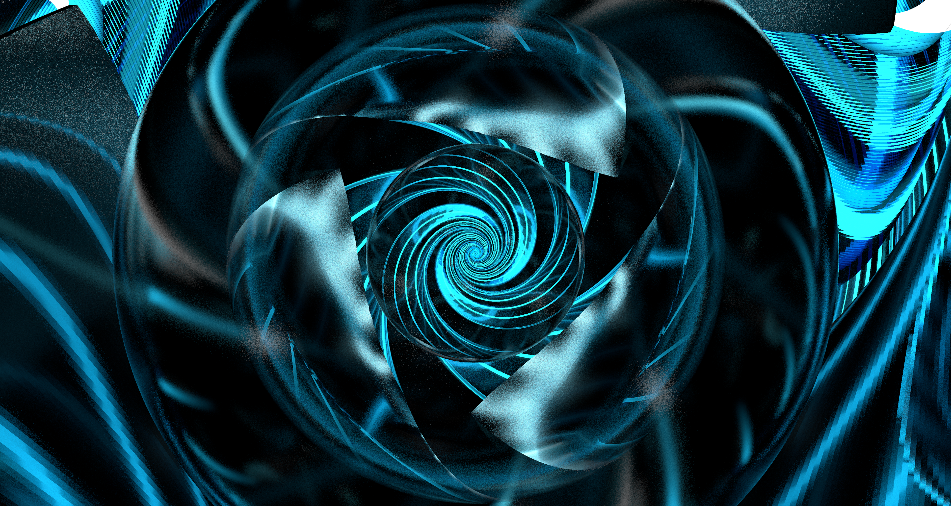 General 3840x2044 abstract spiral galaxy cyan blue