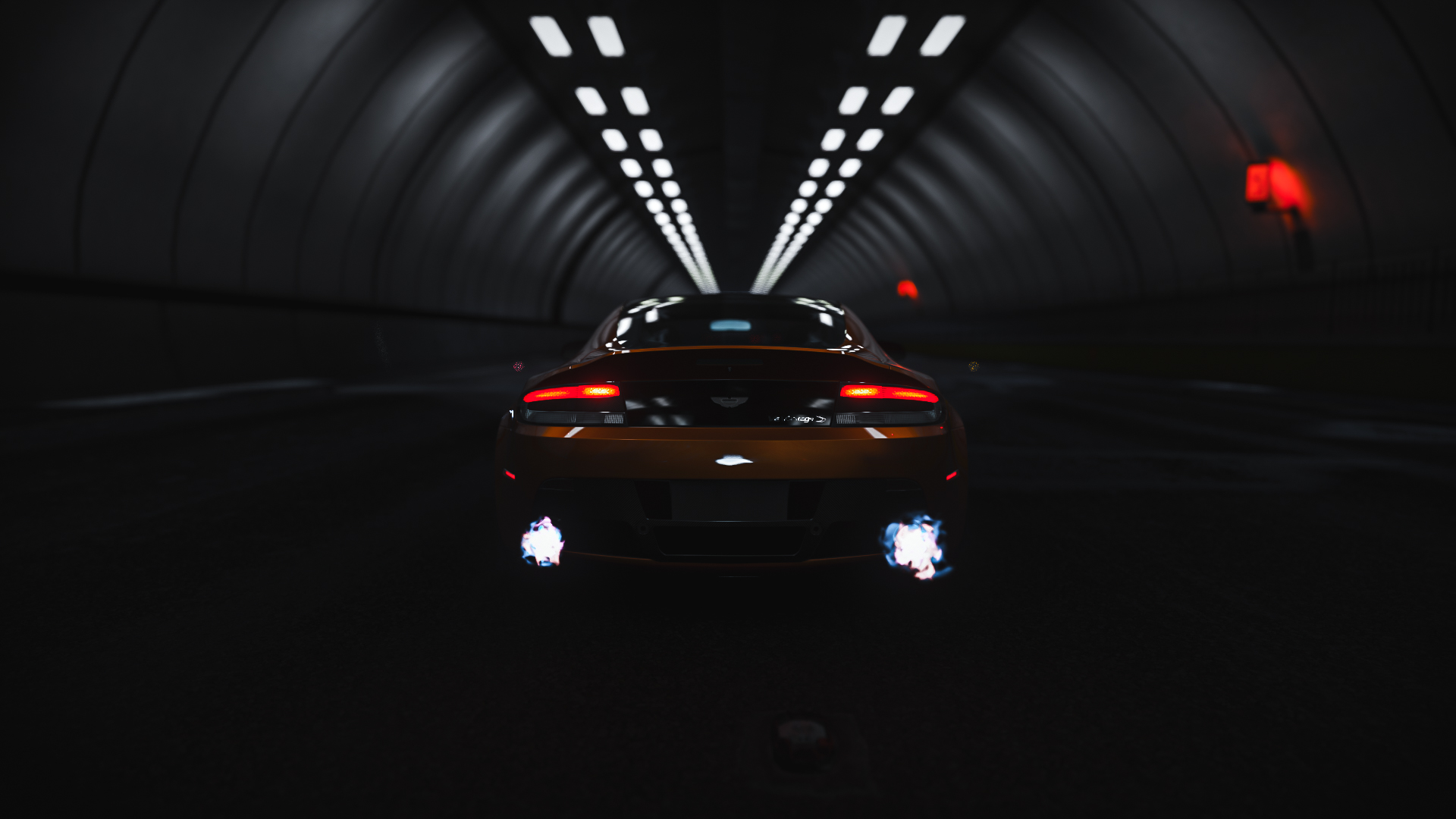General 1920x1080 Aston Martin Forza car vehicle Forza Horizon 4 tunnel video games taillights Aston Martin Vantage screen shot red cars