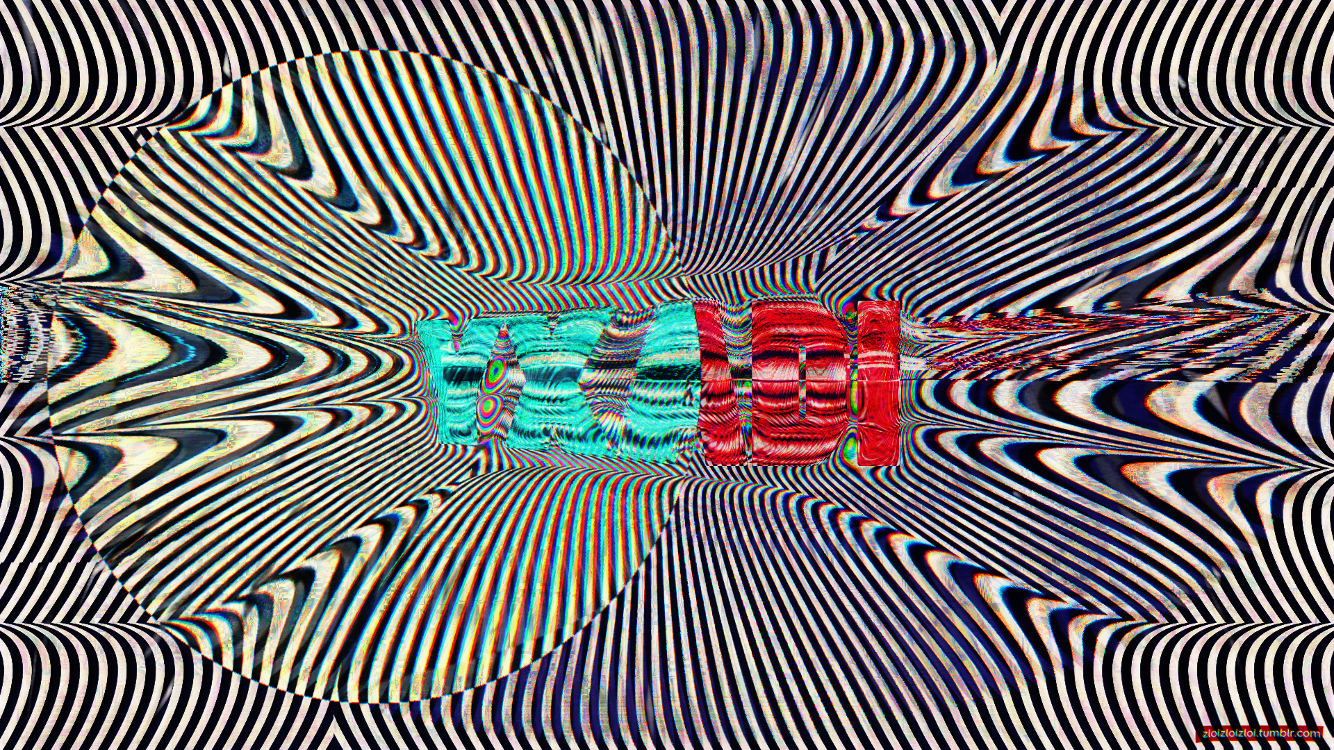 General 1920x1080 glitch art abstract text LSD cyan psychedelic red
