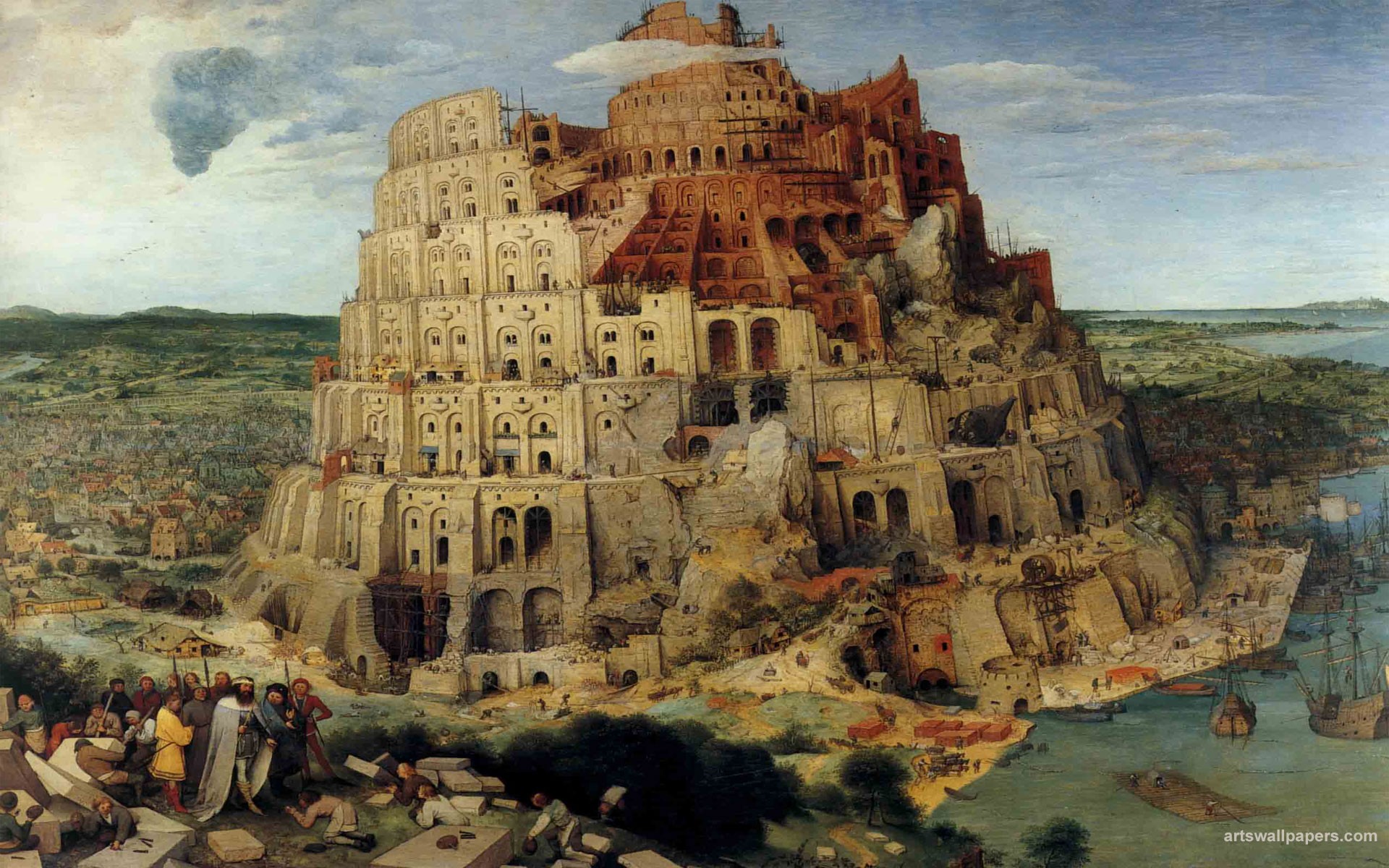 General 1920x1200 painting Tower of Babel classic art artwork