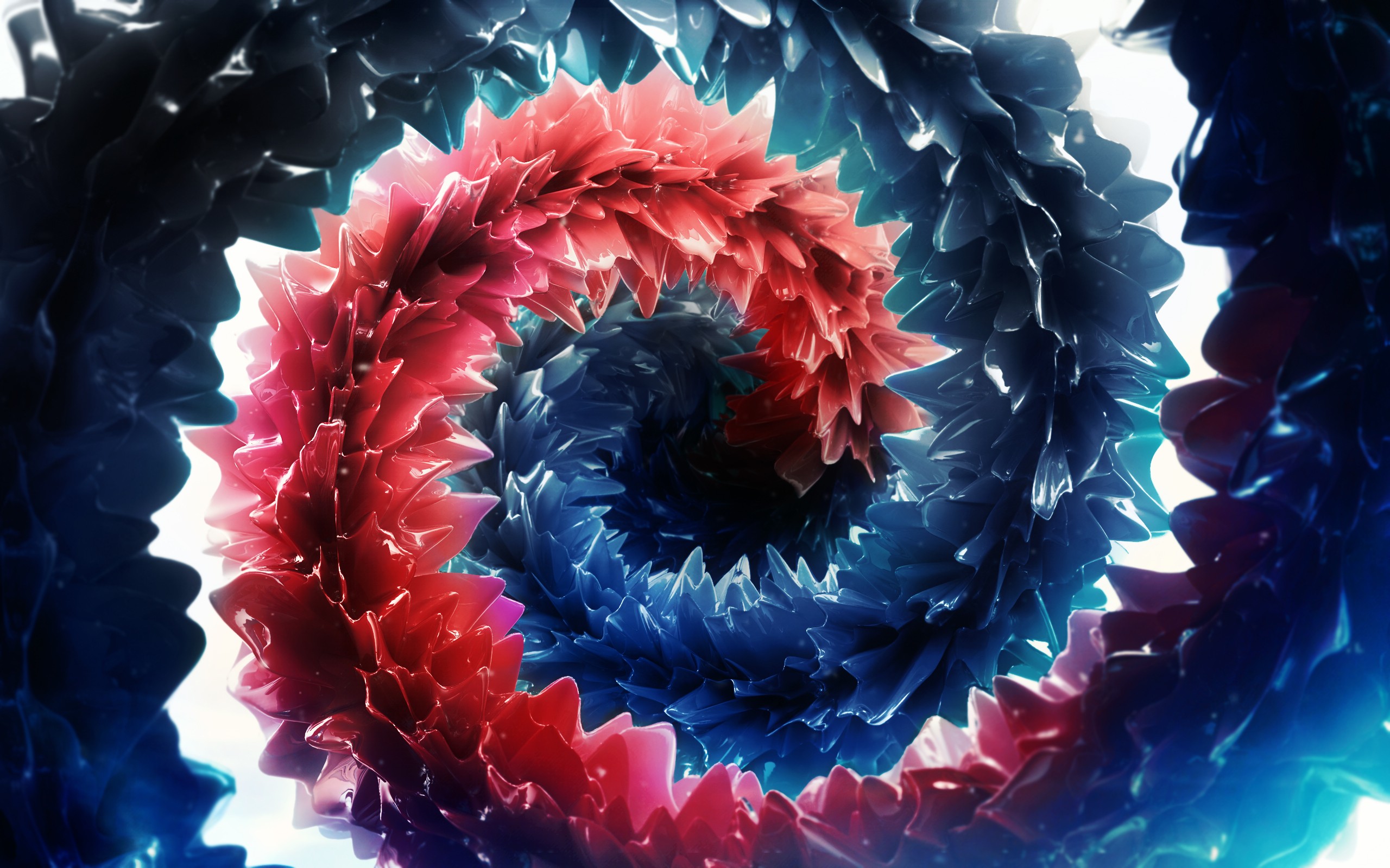 General 2560x1600 abstract spiral red digital art blue CGI