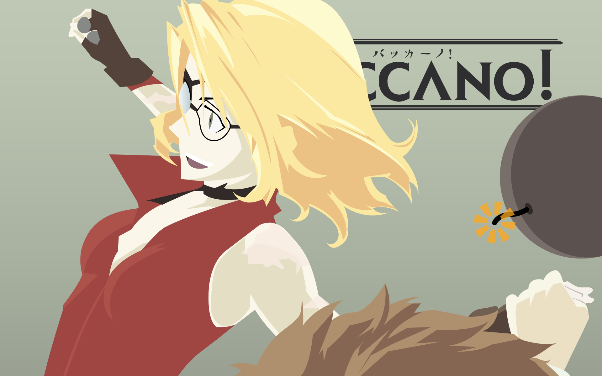 Anime 1920x1200 Baccano! anime anime girls blonde eyepatches glasses bombs looking away simple background