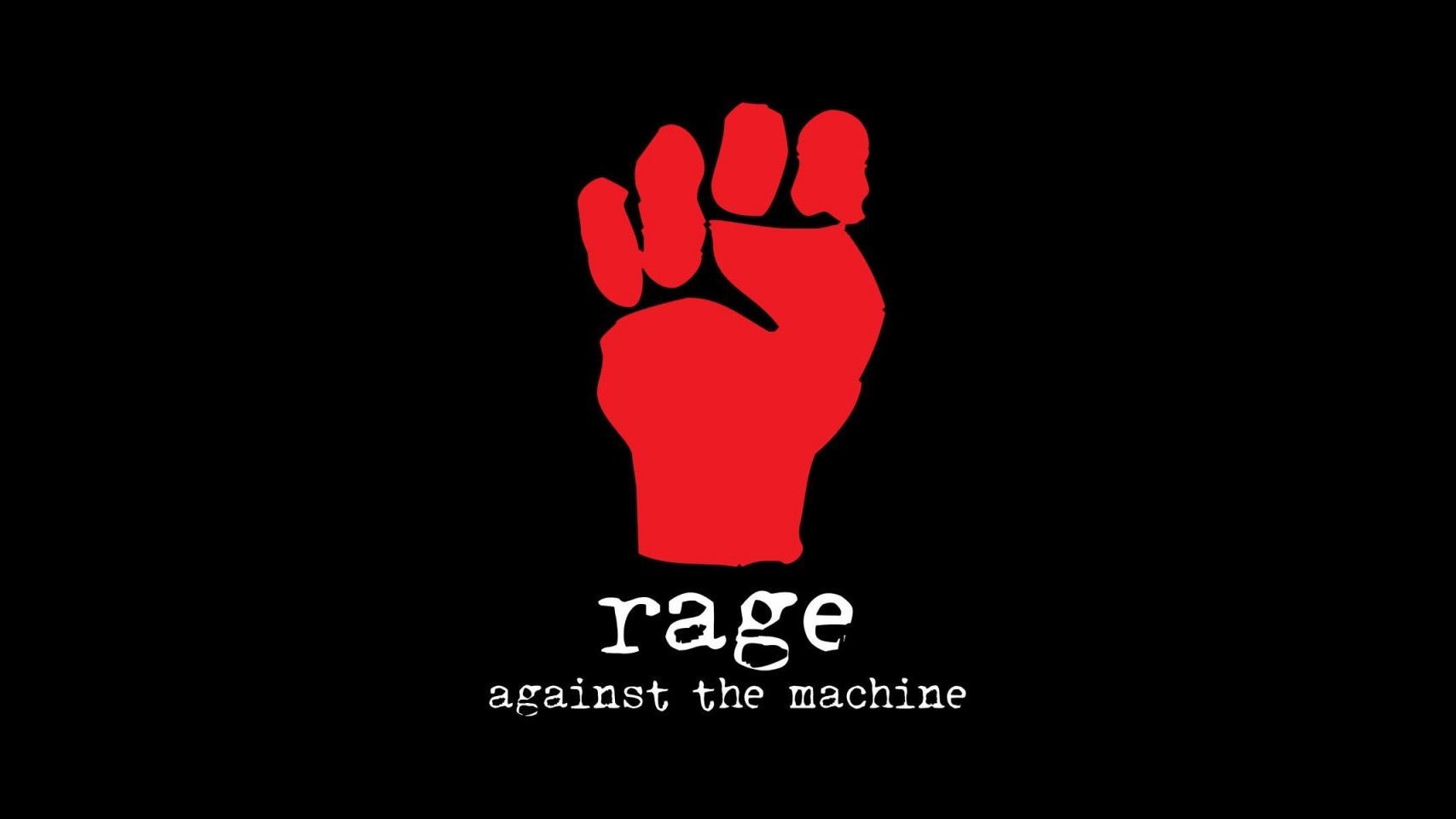 General 1707x960 music Rage Against the Machine fist red black simple background band
