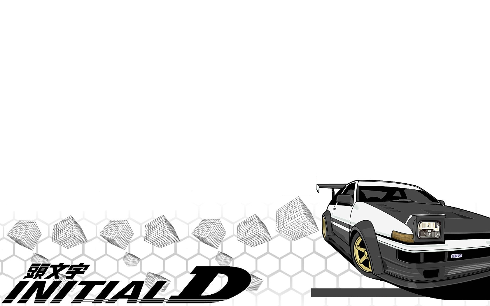Anime 1680x1050 Initial D anime car Toyota Toyota AE86 simple background white background vehicle pop-up headlights Toyota Corolla