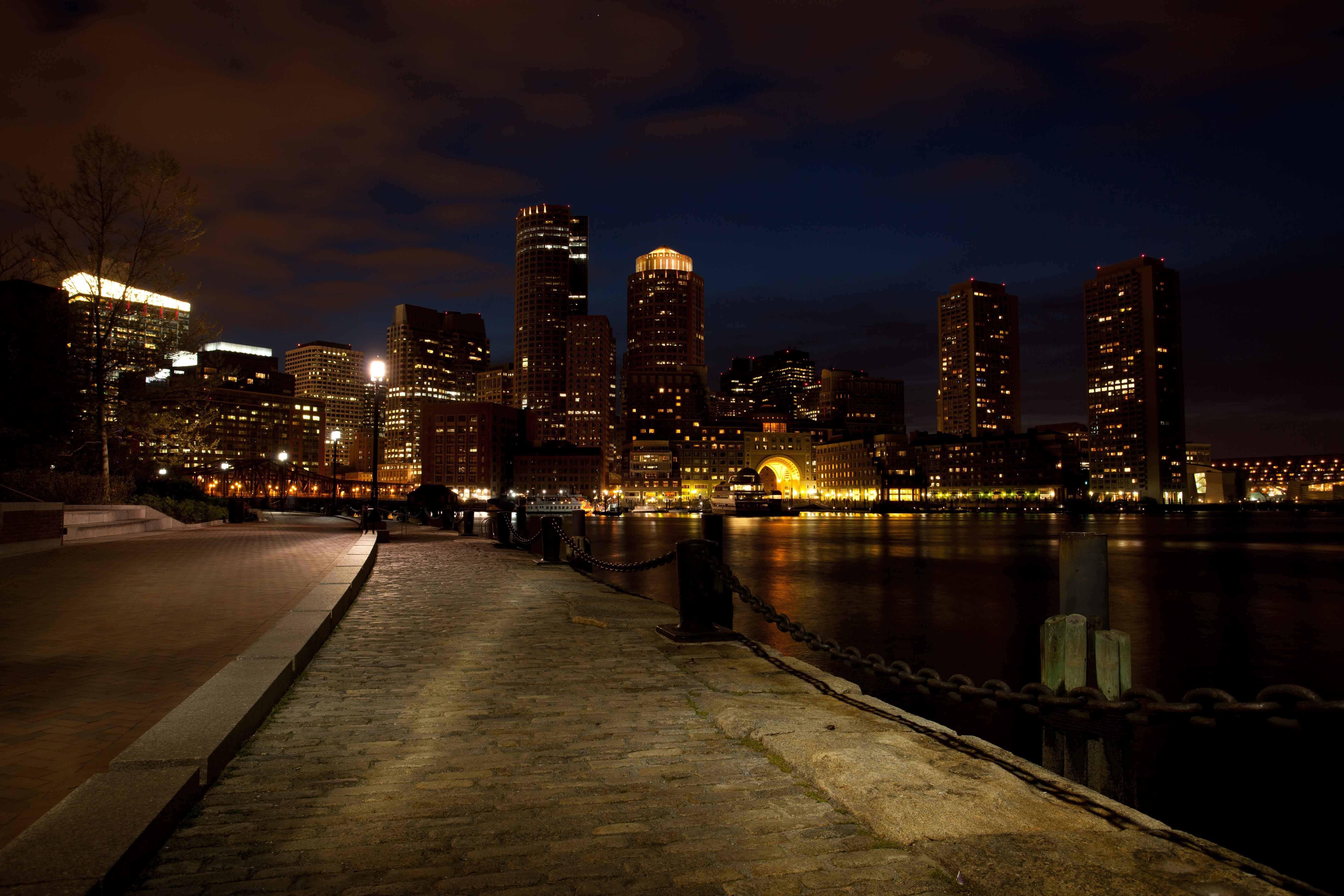 General 5616x3744 urban Boston city cityscape city lights USA night low light