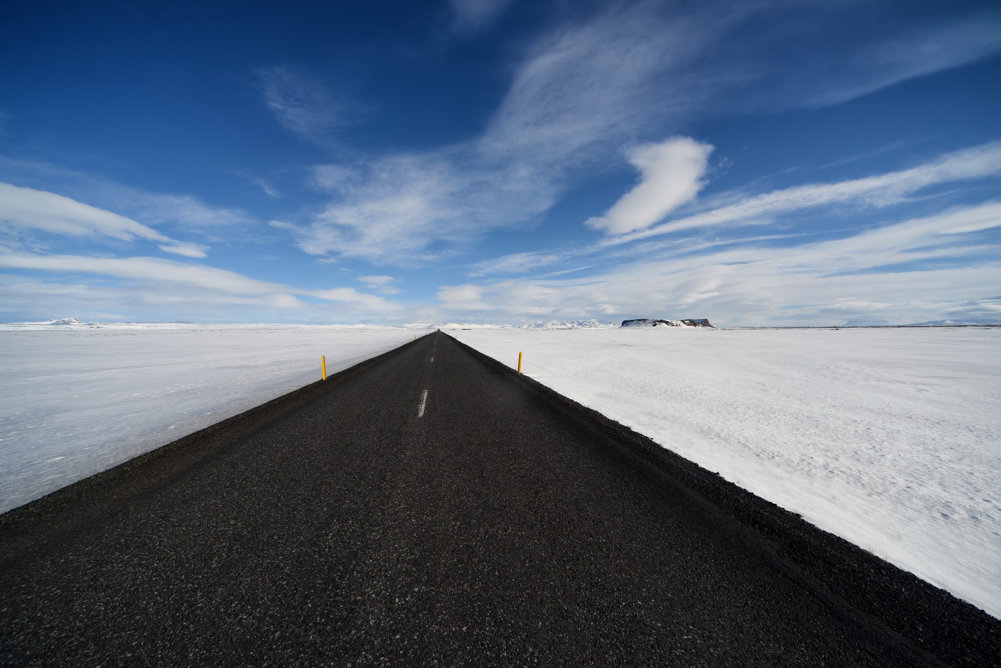 General 2048x1367 road long road winter snow plains asphalt cold outdoors sky ice