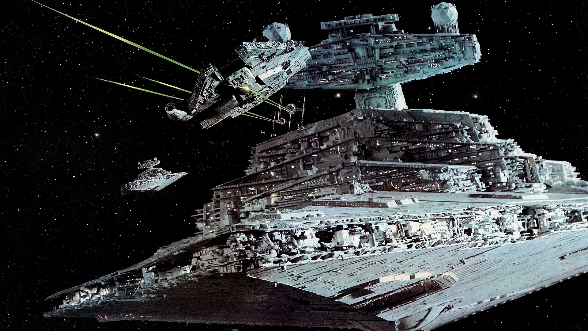 General 1920x1080 Star Wars Galactic Empire Millennium Falcon Star Destroyer TIE Fighter Star Wars Ships Imperial Forces The Empire Strikes Back vehicle spaceship movies Star Wars: Episode V - The Empire Strikes Back