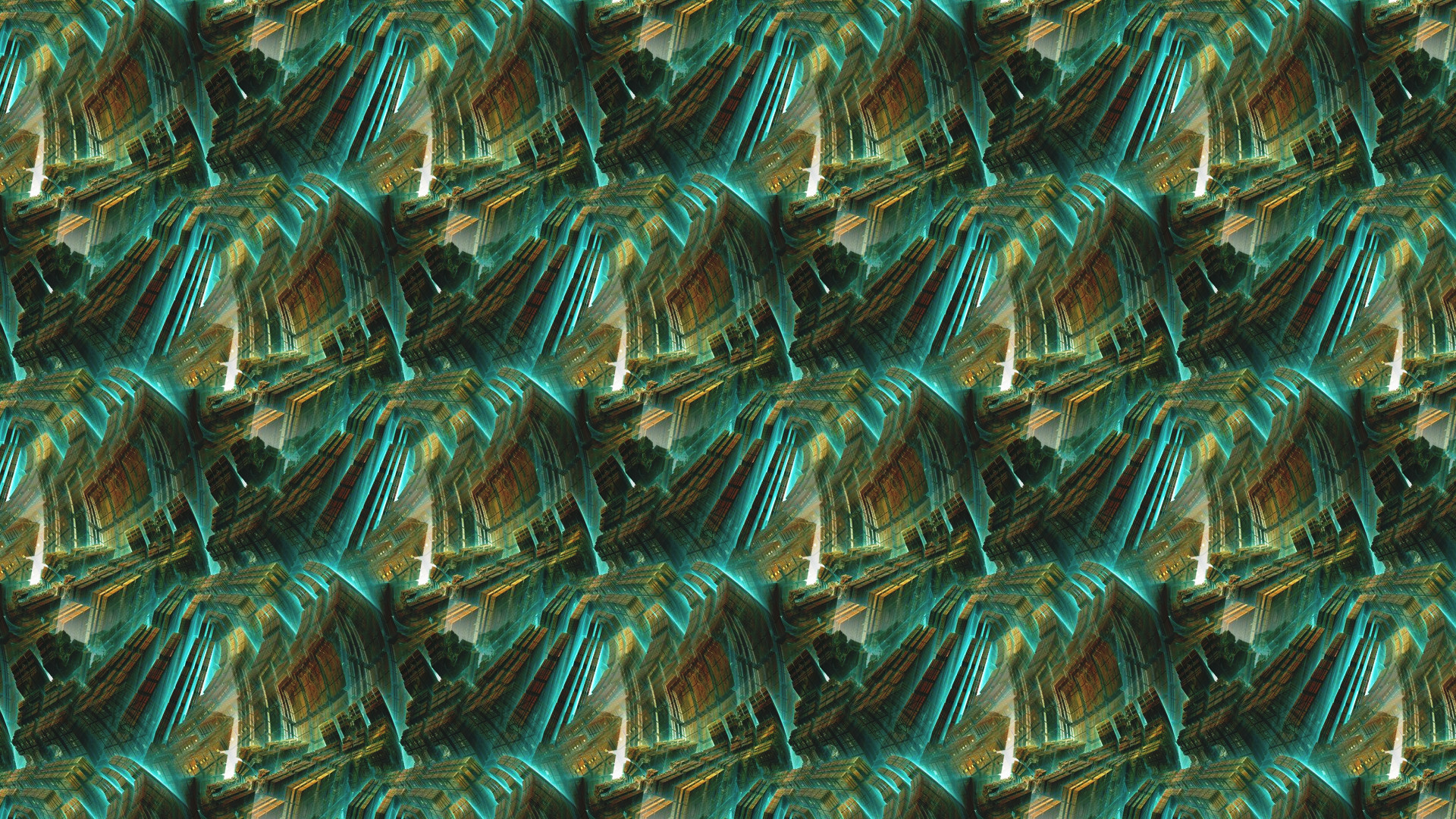 General 1920x1080 abstract 3D fractal fractal pattern digital art turquoise