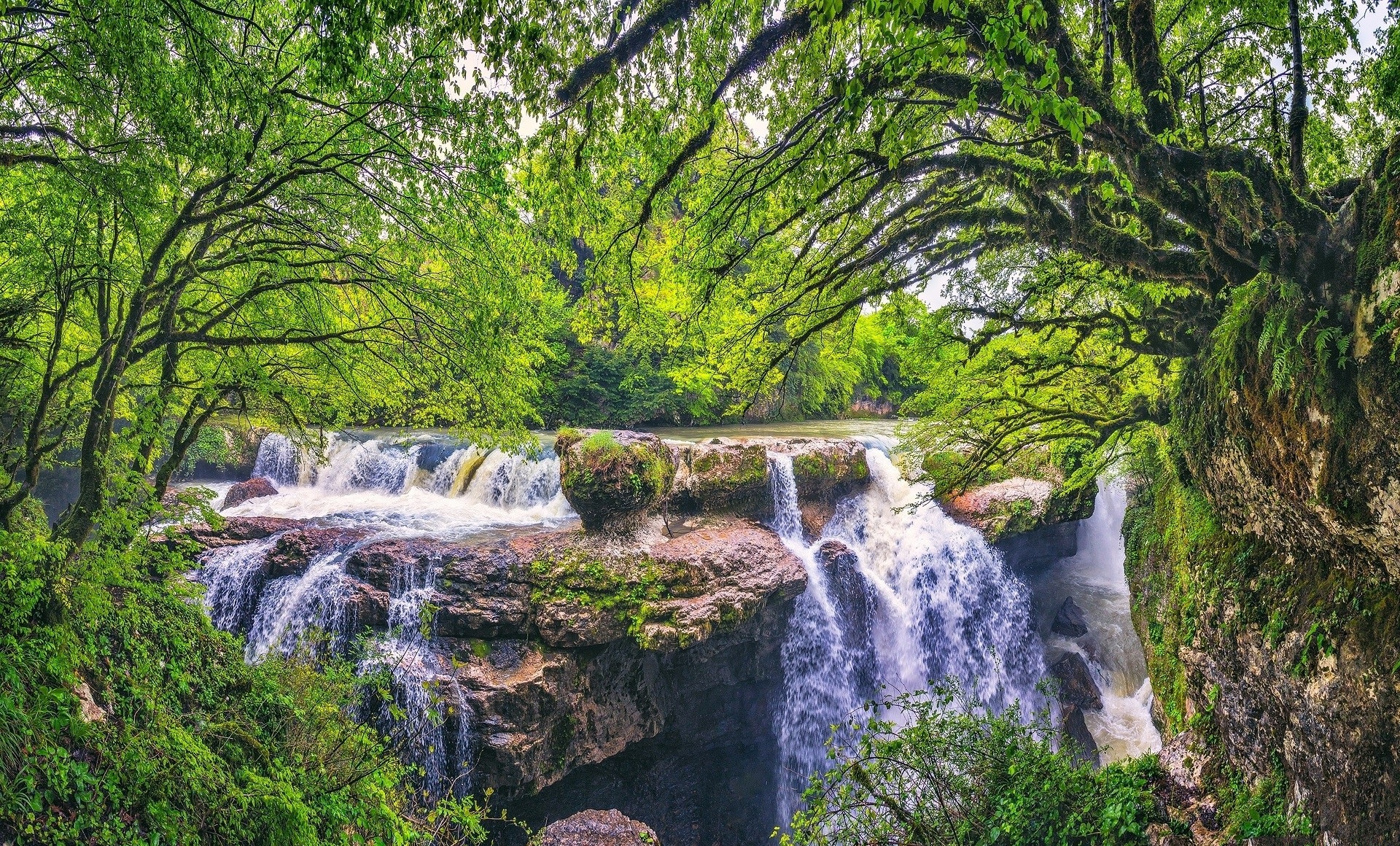 General 1920x1160 green trees water waterfall nature