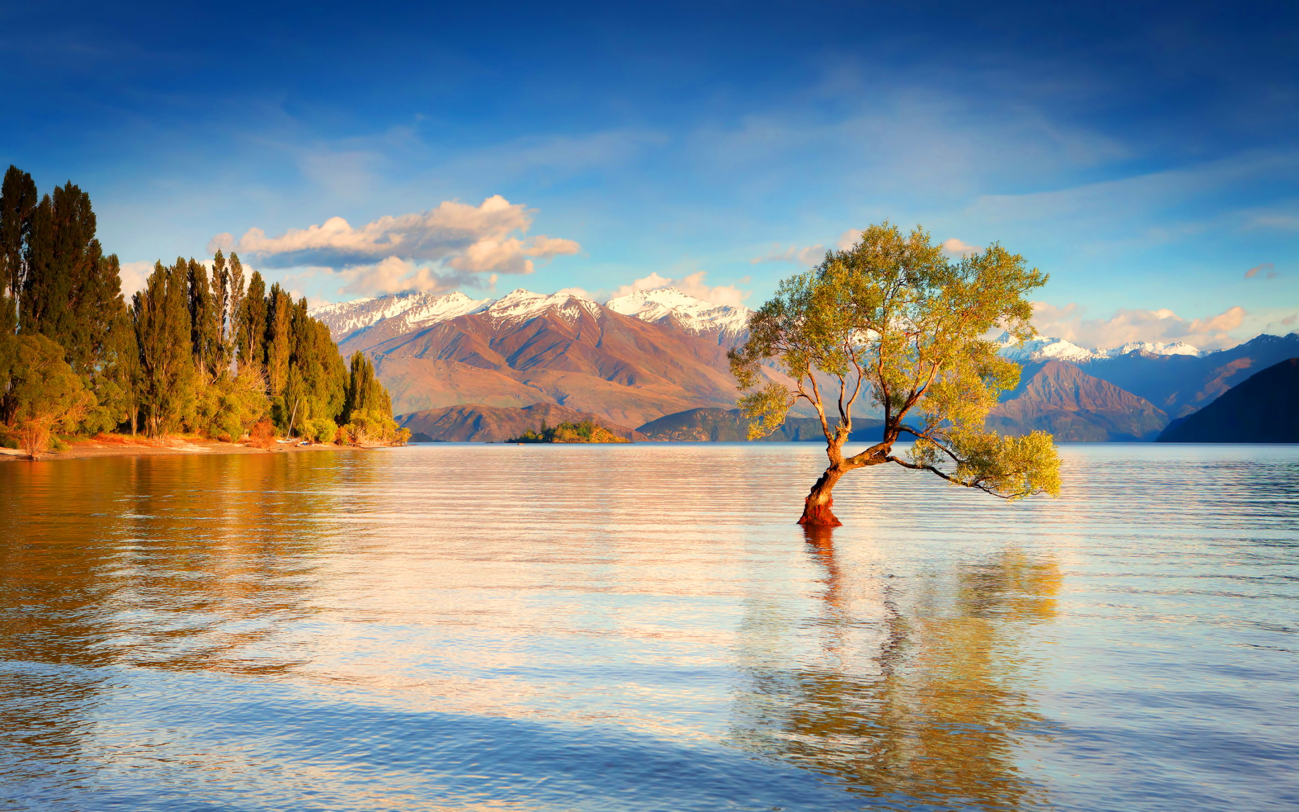 General 2560x1600 New Zealand lake snow mountains clouds snowy peak nature landscape trees