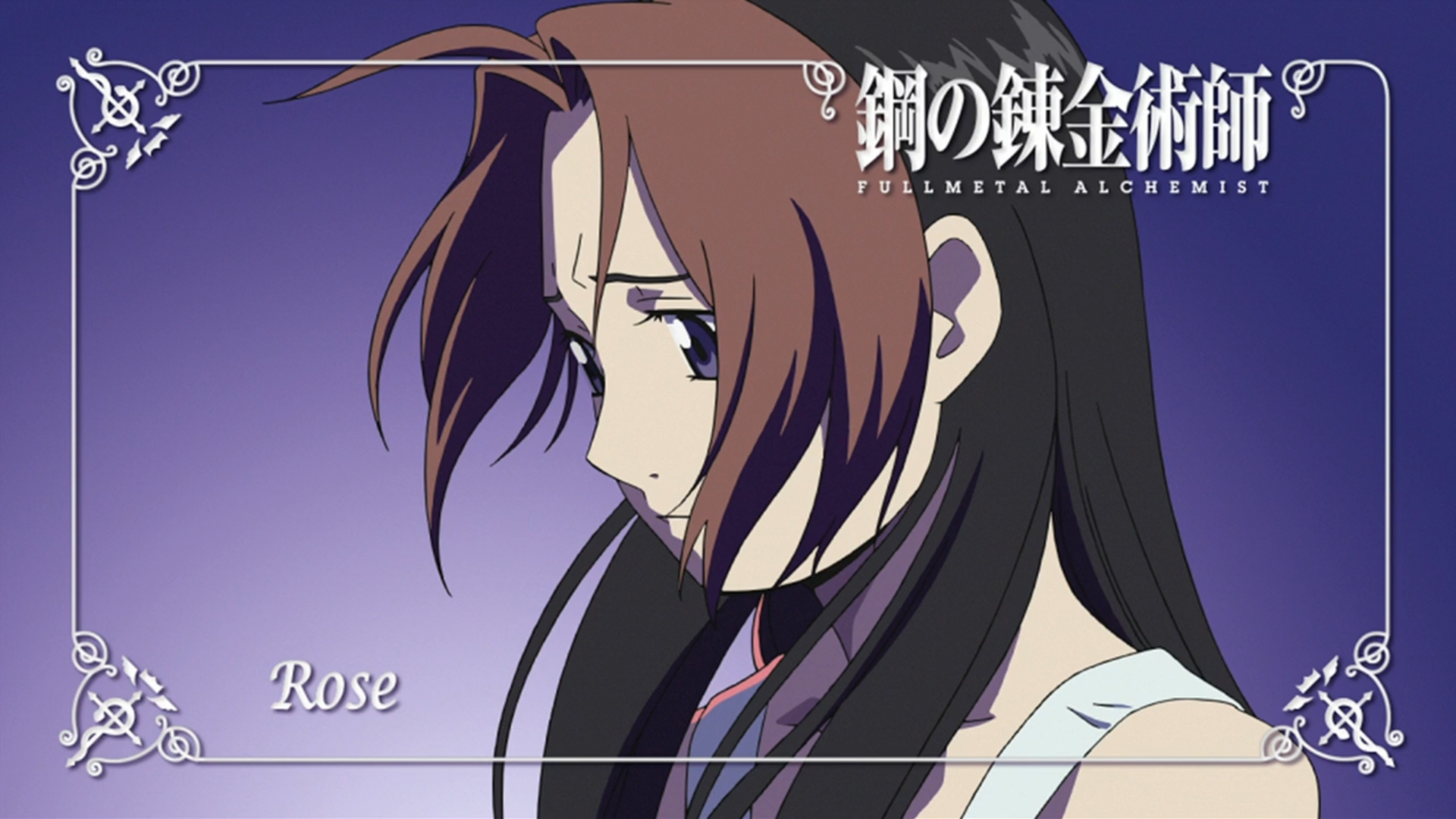 Anime 1920x1080 Fullmetal Alchemist: Brotherhood anime anime girls purple background brunette face purple eyes