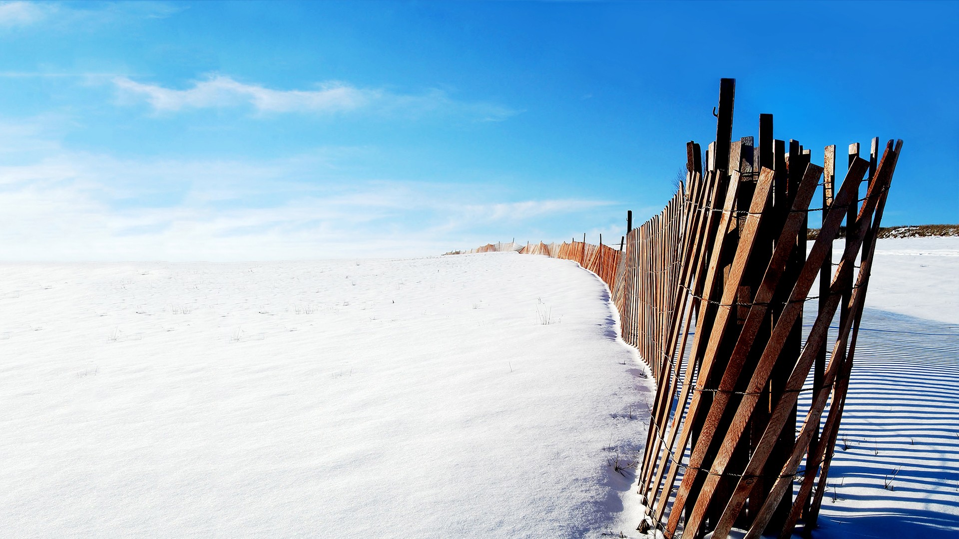General 1920x1080 fence planks snow winter landscape field outdoors
