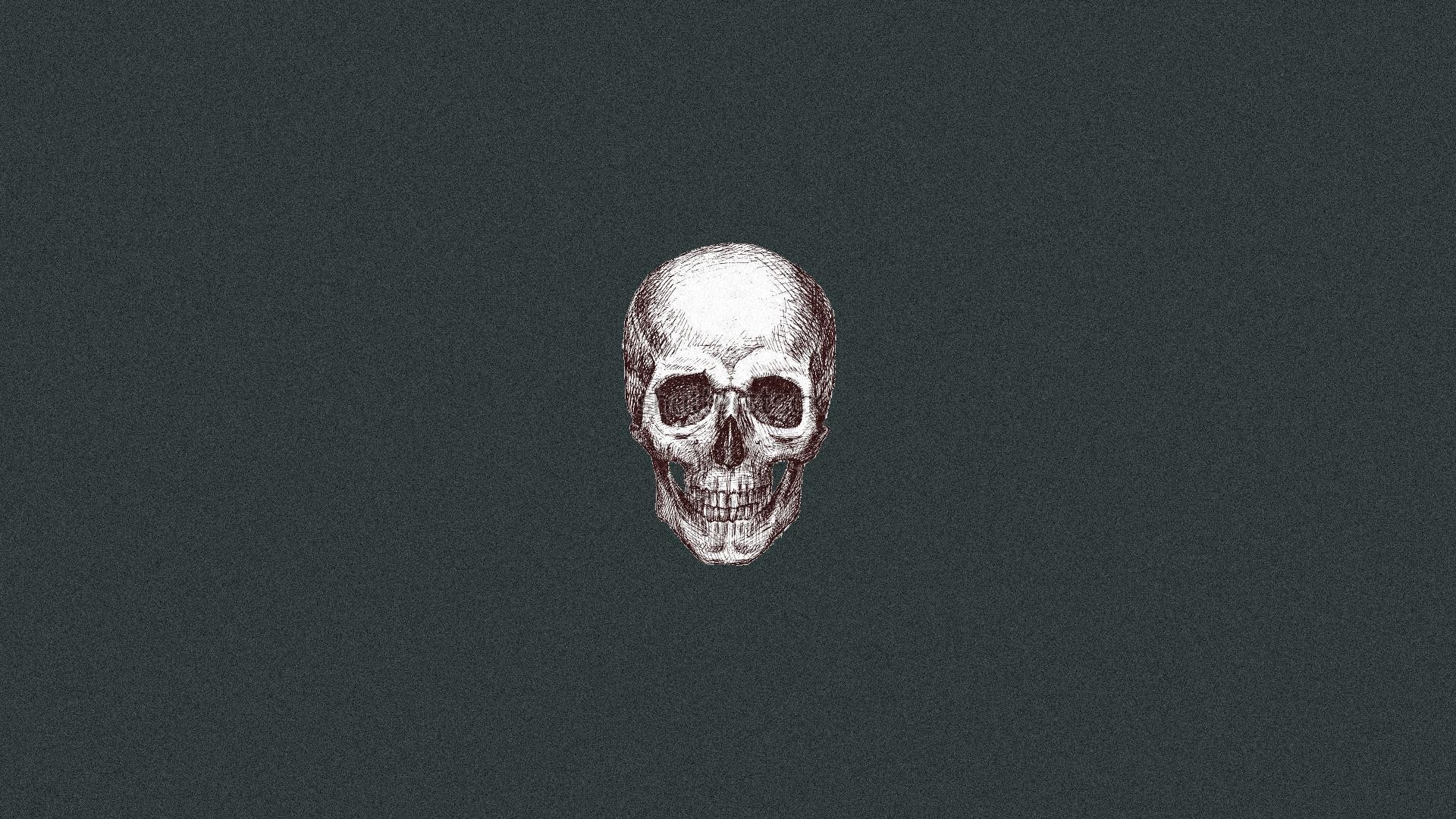 General 1920x1080 skull minimalism simple background digital art artwork