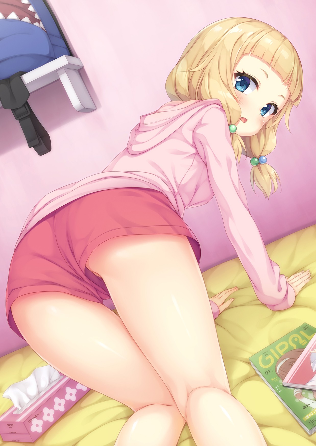 Anime 1238x1748 anime anime girls Nene Sakura ass blonde blue eyes legs New Game!  bent over