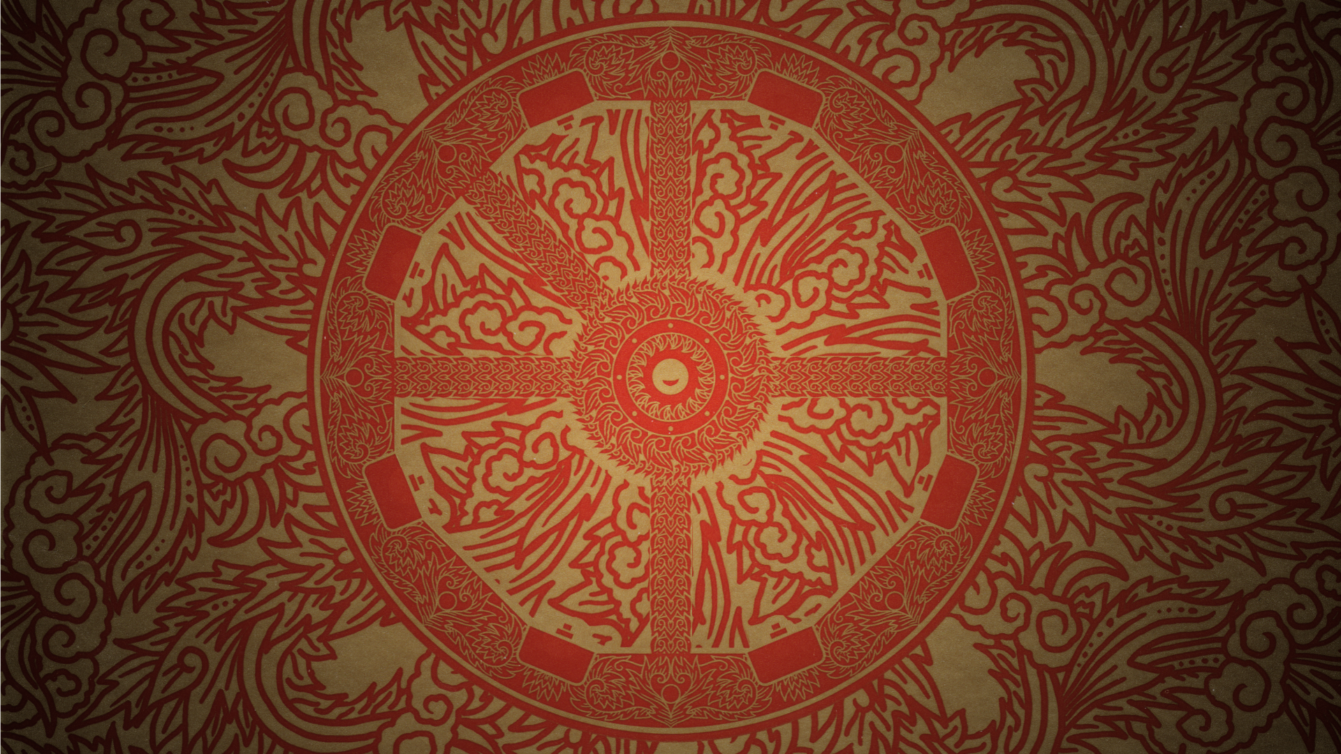 General 1920x1080 artwork red ornament Sun wheels
