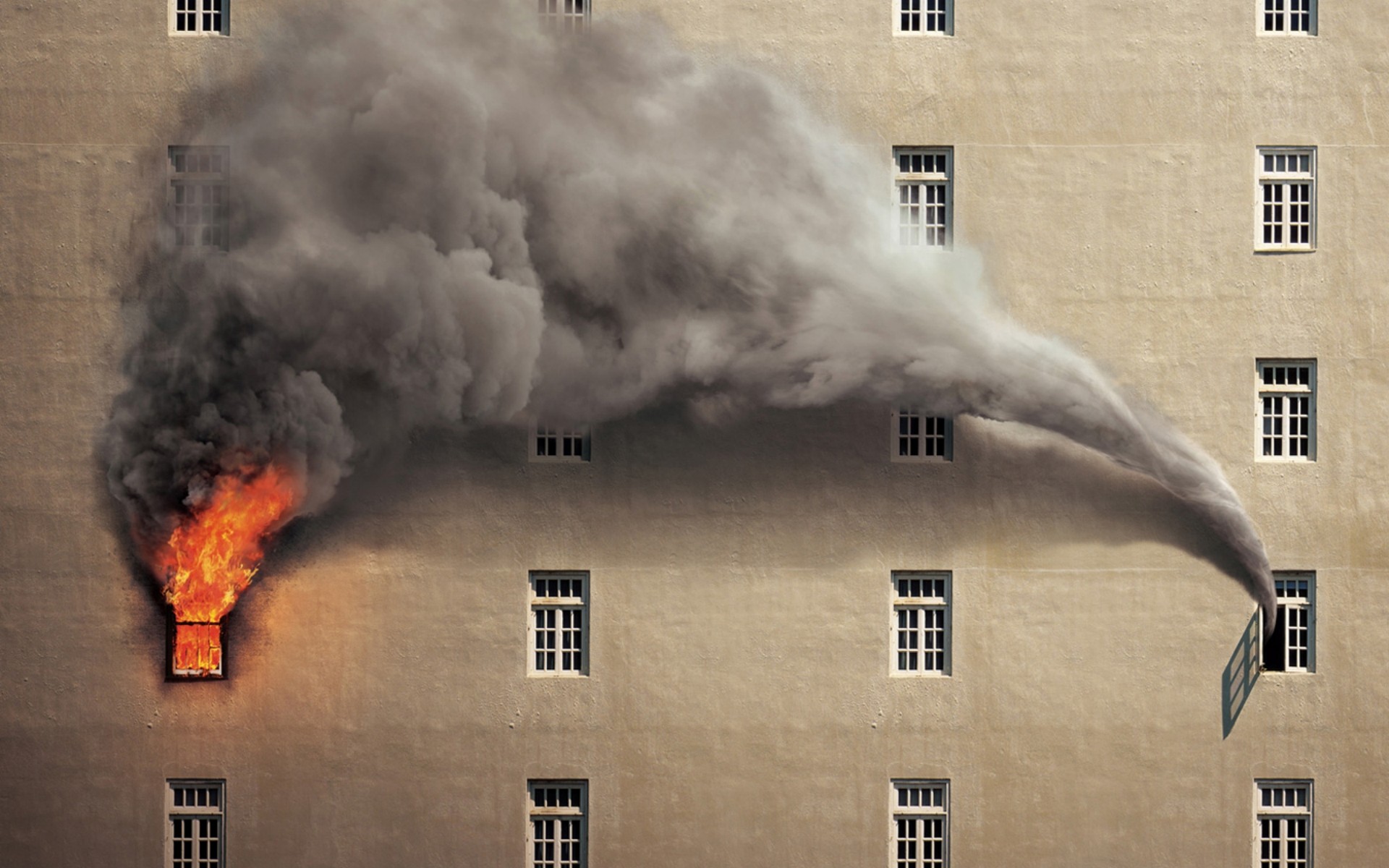 General 1920x1200 fire smoke building window digital art artwork Flame Painter