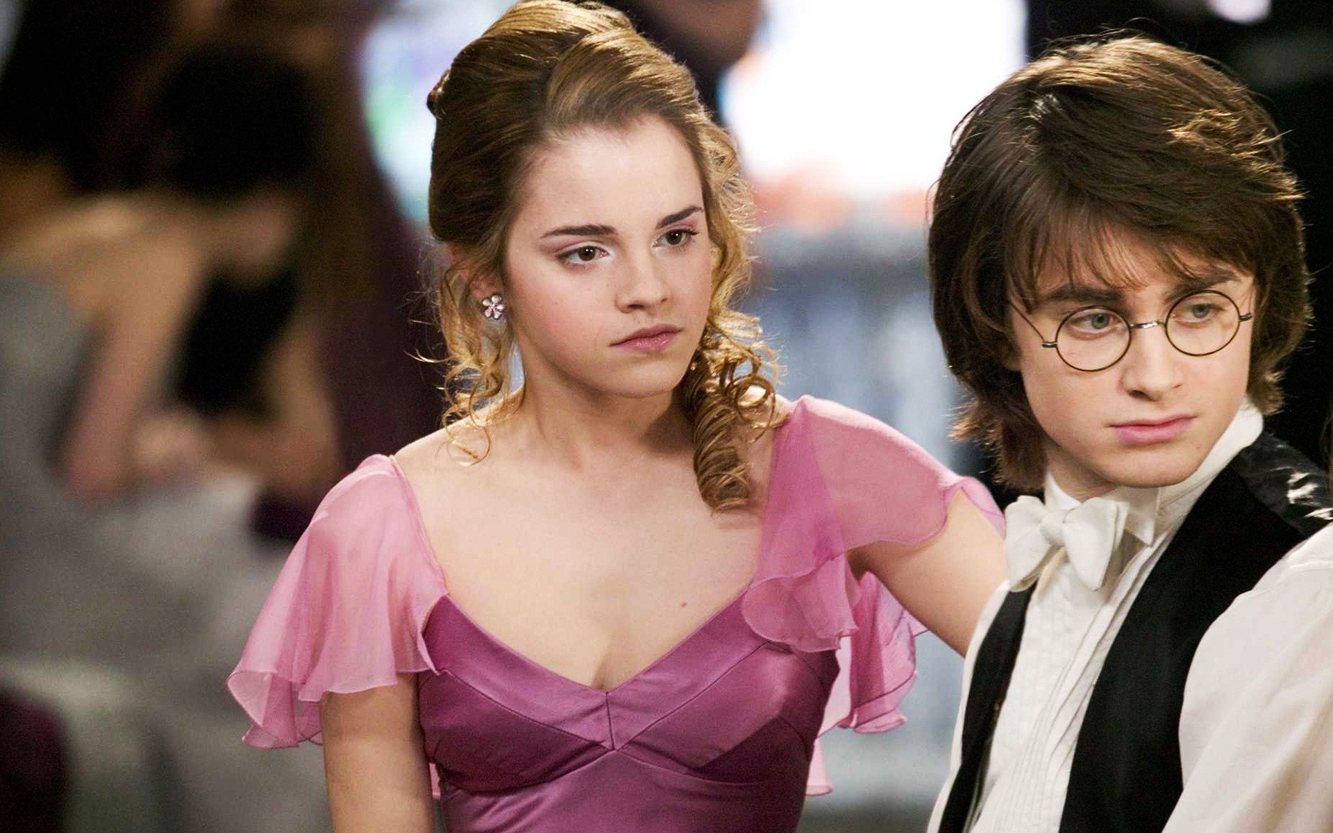 People 1920x1200 movies Harry Potter Hermione Granger Harry Potter and the Goblet of Fire Emma Watson Daniel Radcliffe dress pink dress women men