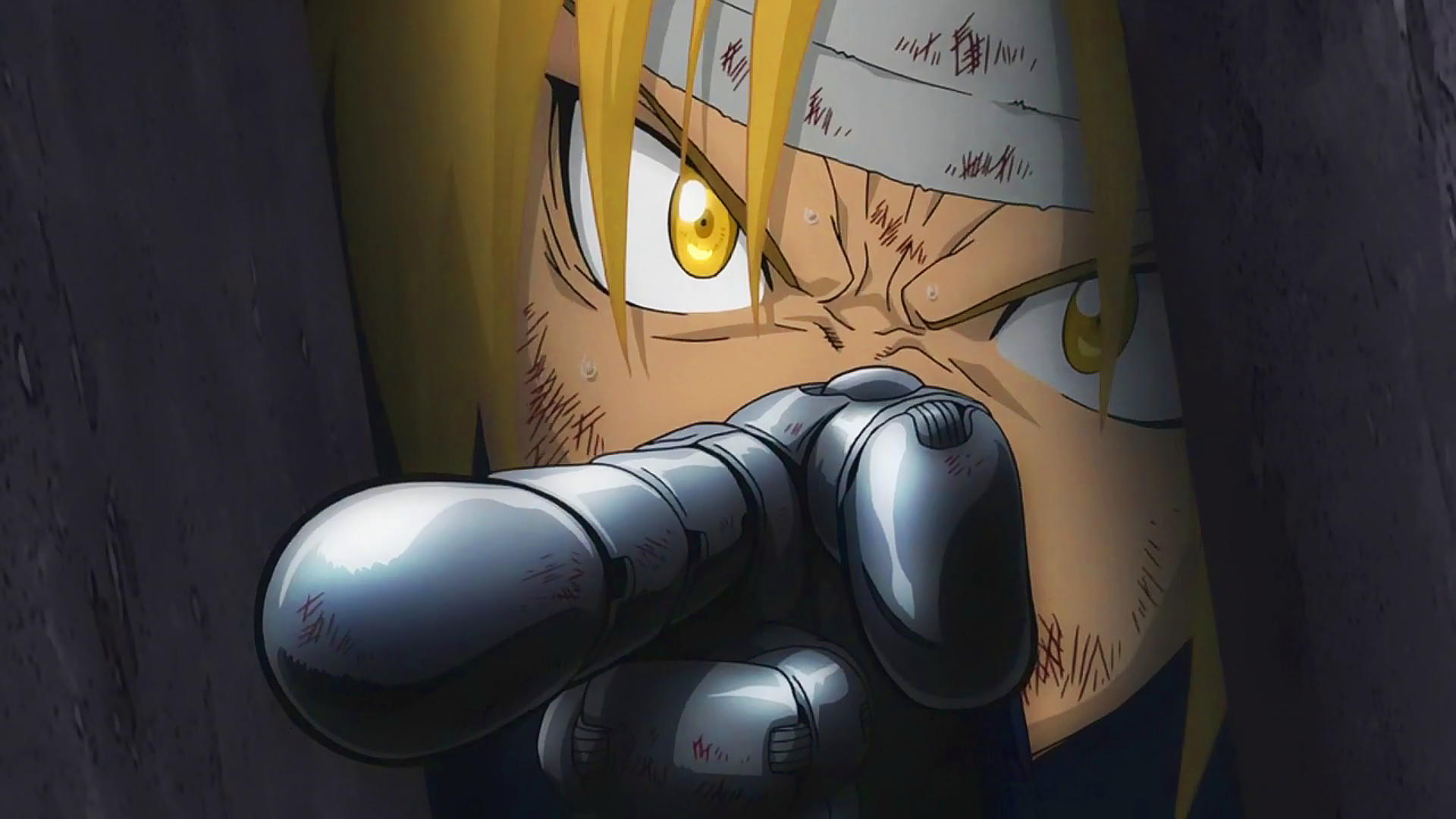 Anime 1920x1080 anime Fullmetal Alchemist: Brotherhood Elric Edward face closeup yellow eyes blonde