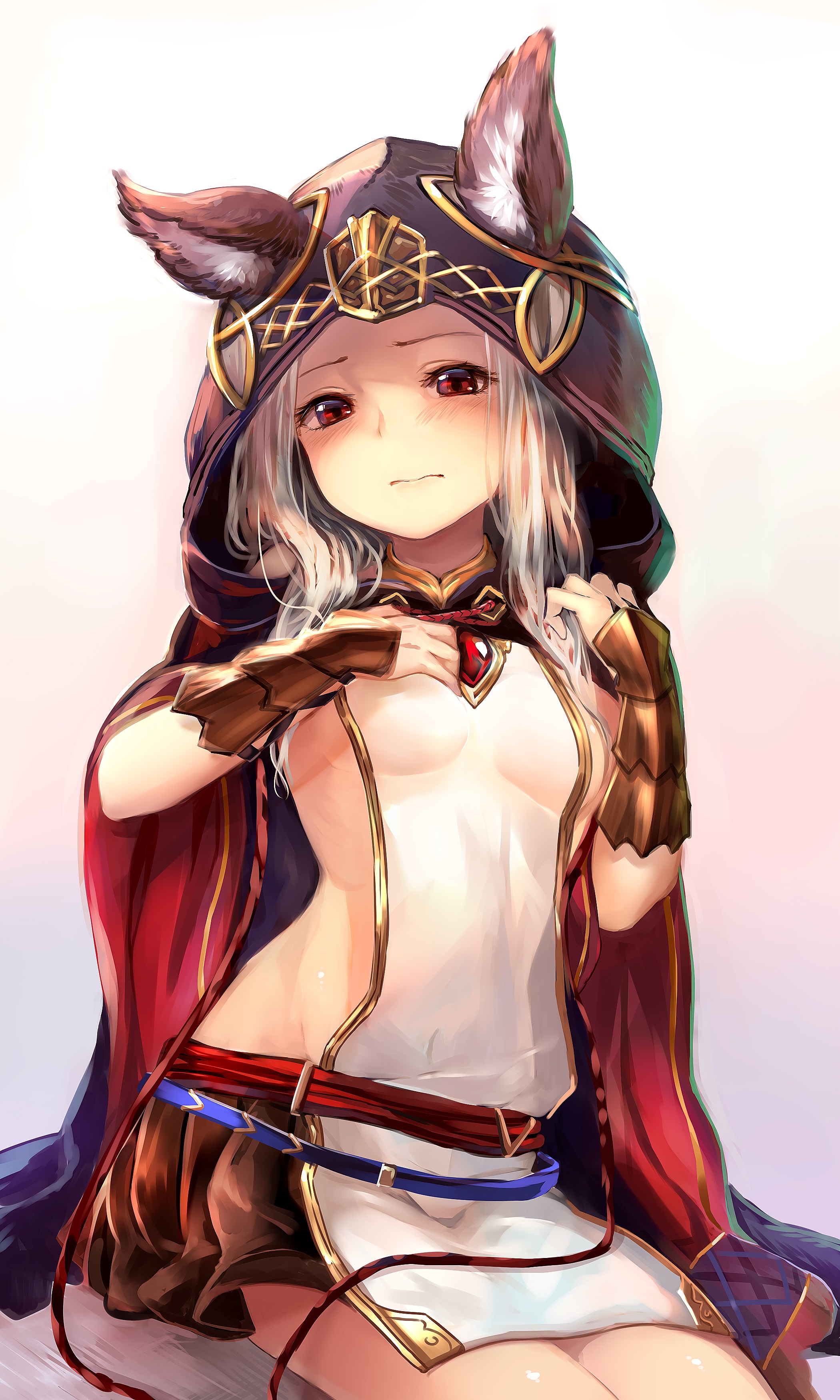 Anime 2100x3500 animal ears Granblue Fantasy no bra see-through clothing simple background loli