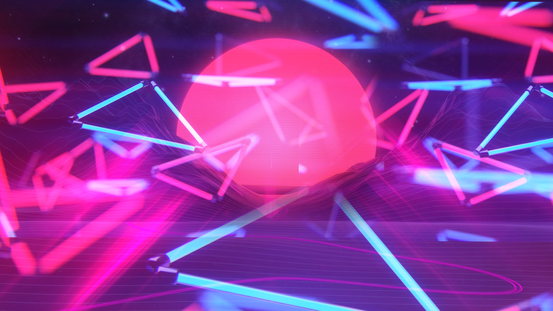 General 1920x1080 colorful 1980s synthwave pink neon glowing triangle retrowave