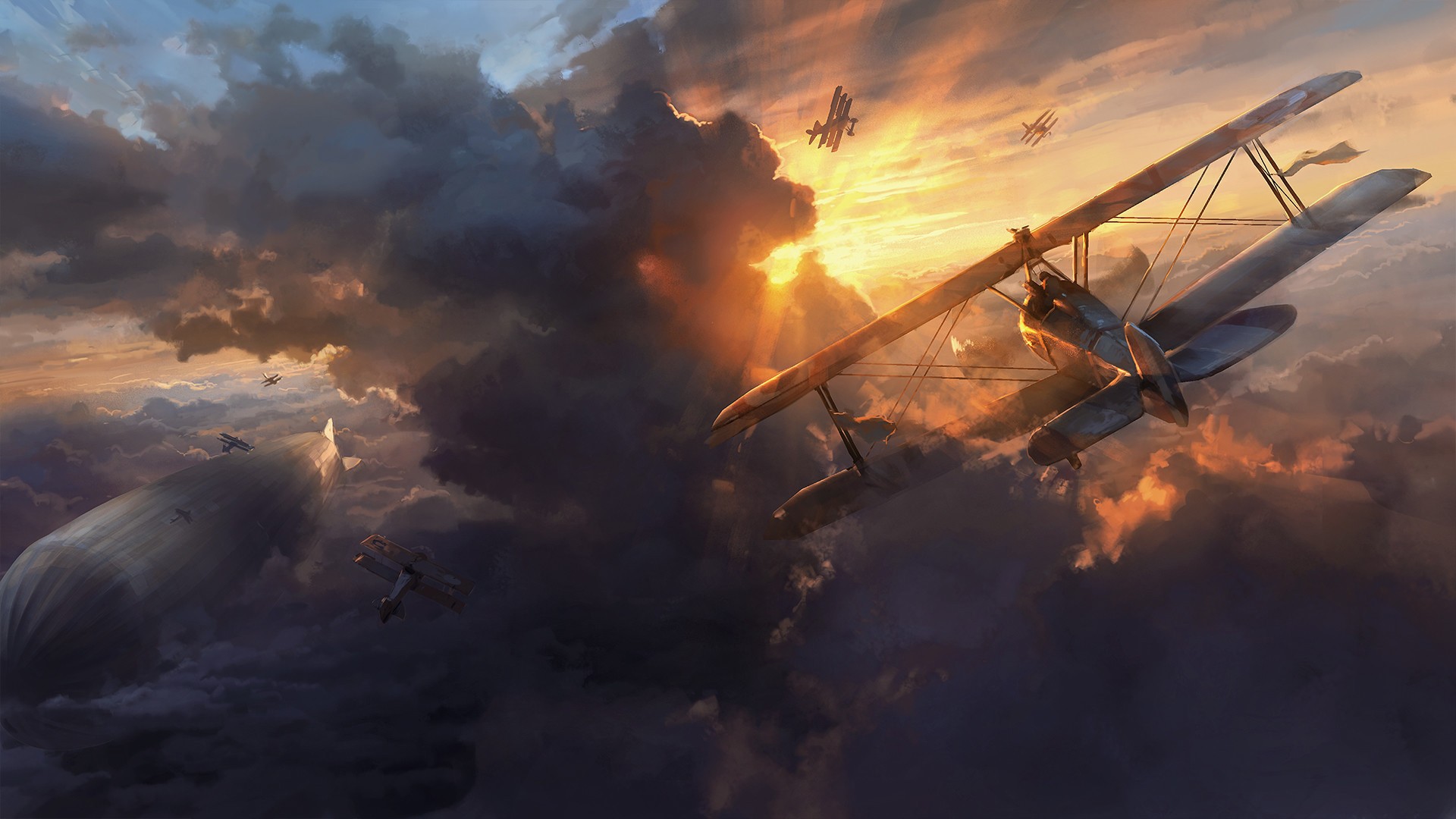General 1920x1080 video games Battlefield 1 video game art aircraft battle sky military aircraft
