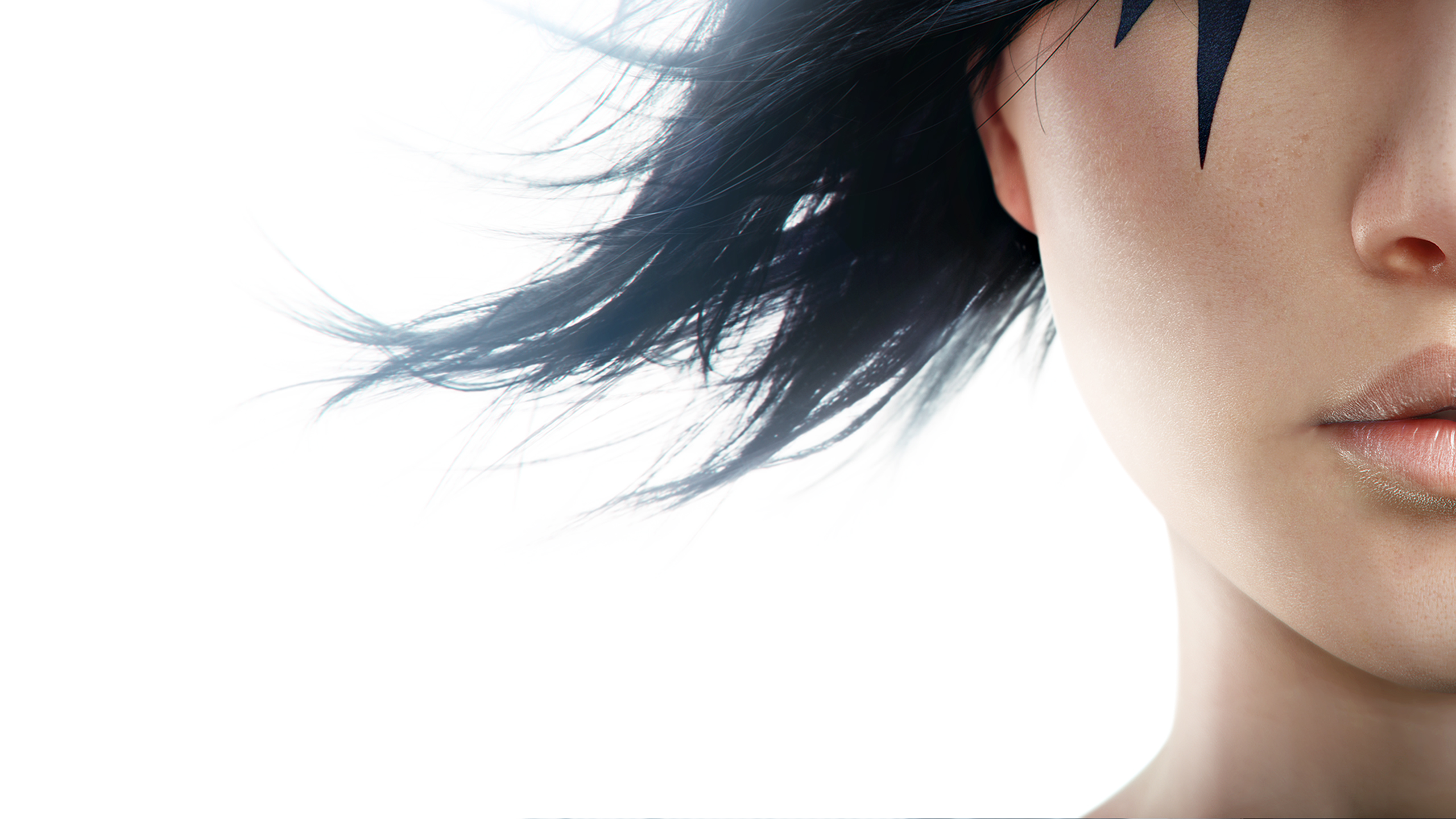 General 2560x1440 video games Faith Connors Mirror's Edge PC gaming women video game girls simple background white background face dark hair video game art dice Electronic Arts