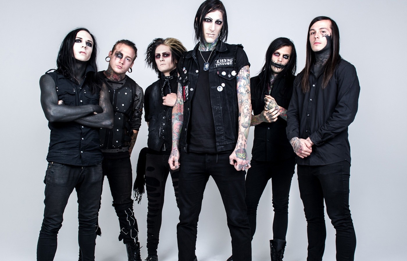 People 1400x900 Motionless In White metalcore rock bands band face paint music