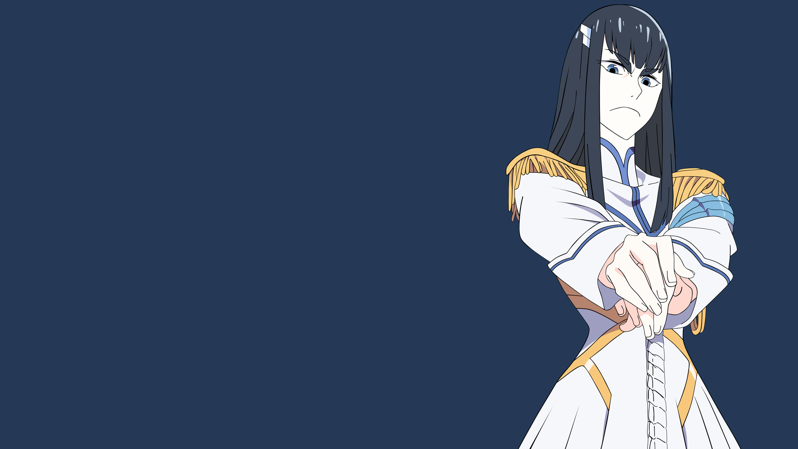 Anime 2560x1440 Kill la Kill Kiryuin Satsuki anime girls blue background simple background anime angry